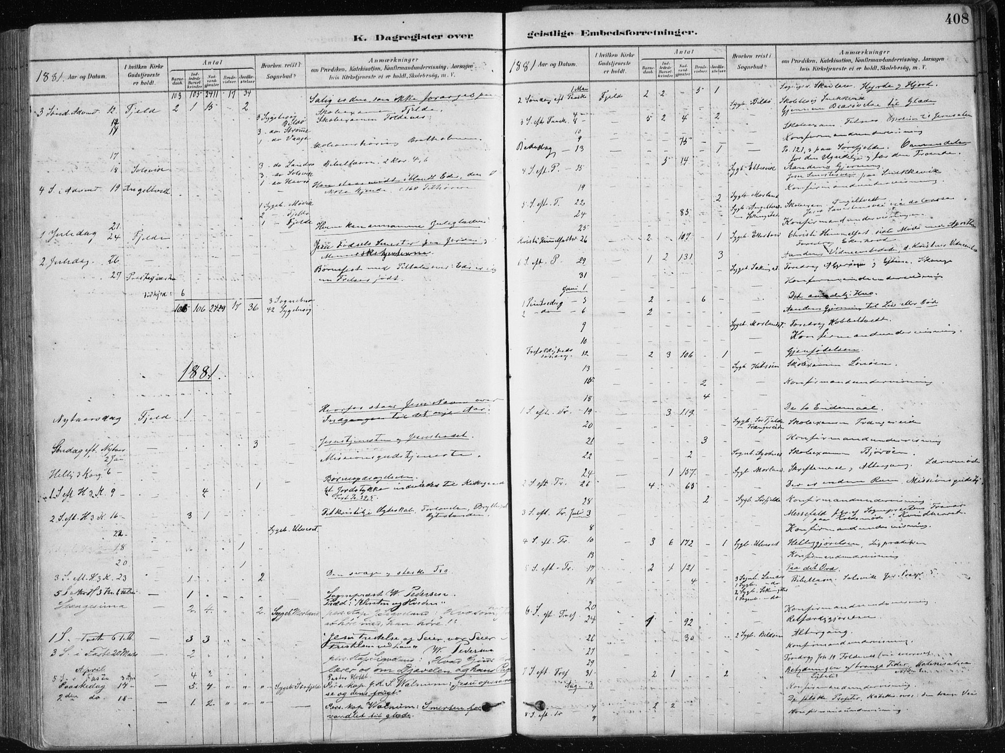 Fjell sokneprestembete, SAB/A-75301/H/Haa: Ministerialbok nr. A  8, 1878-1898, s. 408