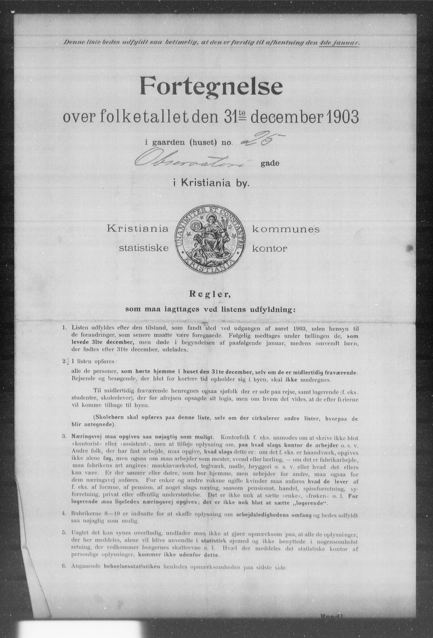 OBA, Kommunal folketelling 31.12.1903 for Kristiania kjøpstad, 1903, s. 14538