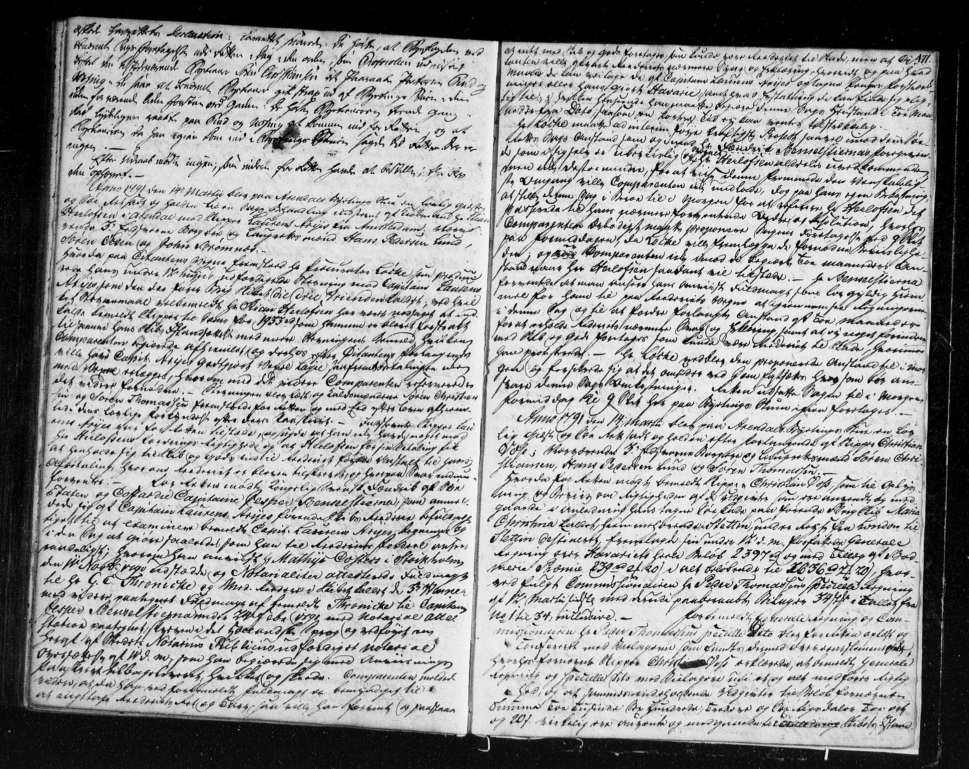Arendal byfogd, AV/SAK-1222-0001/F/Fa/L0017: Justisprotokoll, 1786-1791, s. 470b-471a