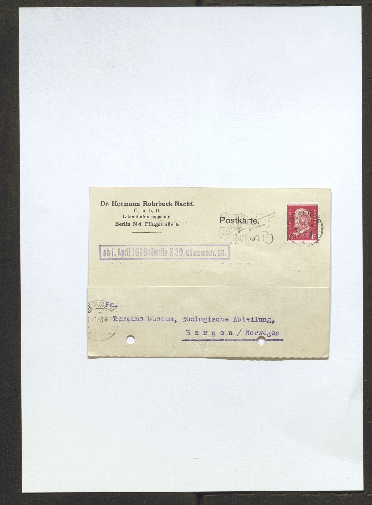 Bergens Museum, AV/SAB-A-17301/13/D/L0002: Korrespondanse , 1928-1940, s. 186