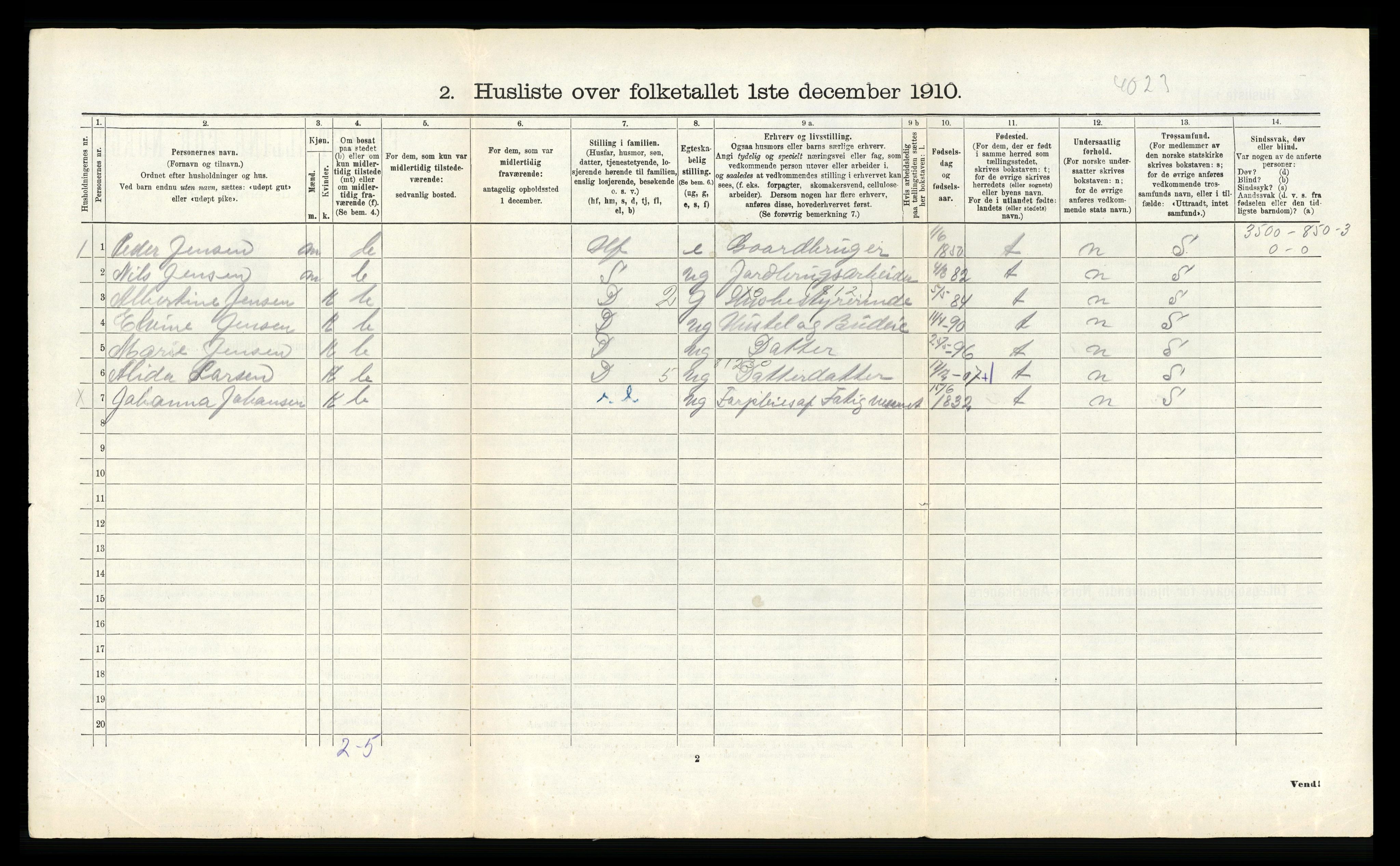 RA, Folketelling 1910 for 1860 Buksnes herred, 1910, s. 749