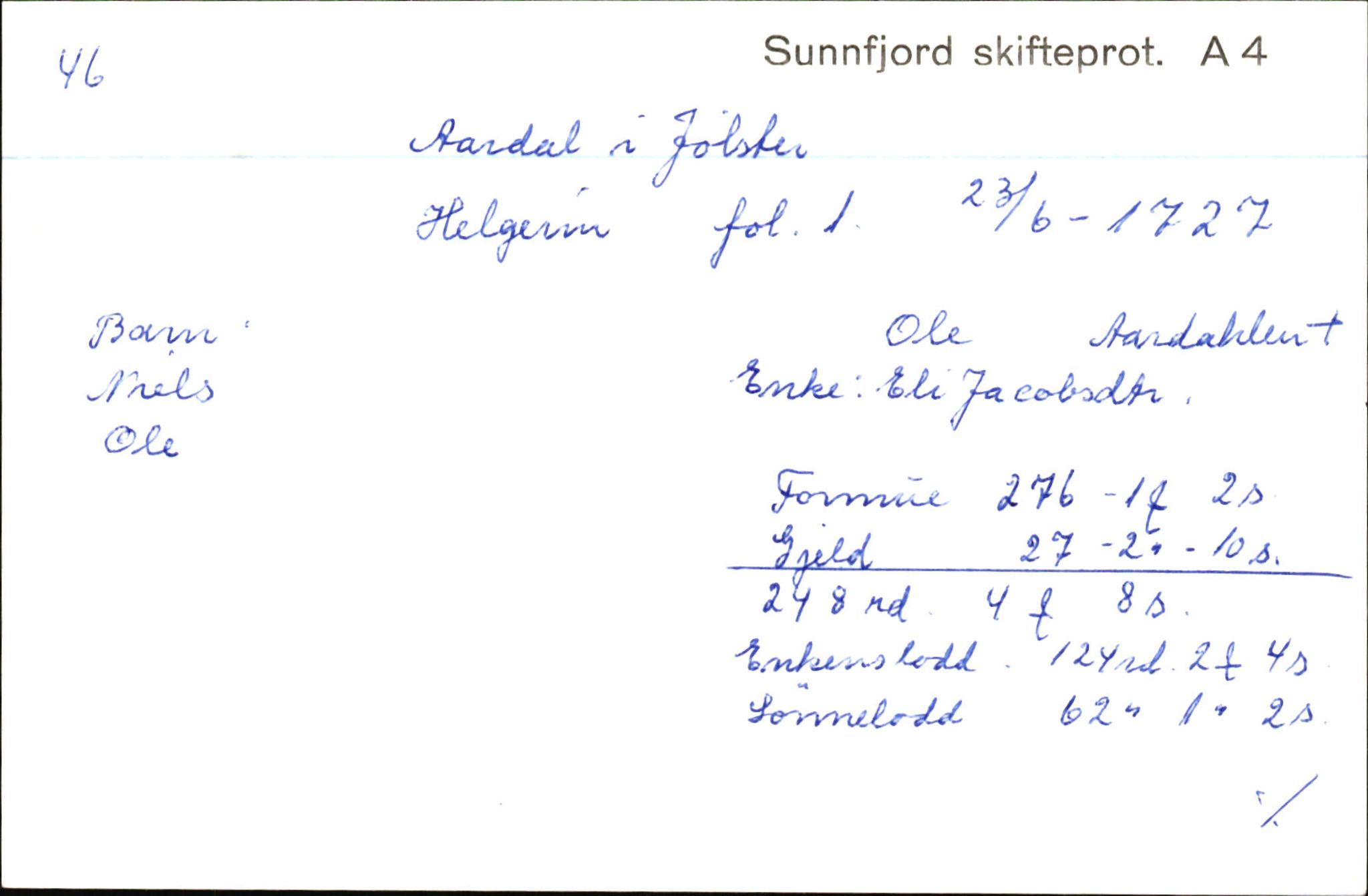 Skiftekort ved Statsarkivet i Bergen, SAB/SKIFTEKORT/003/L0003: Skifteprotokoll nr. 4-5, 1737-1751, s. 407