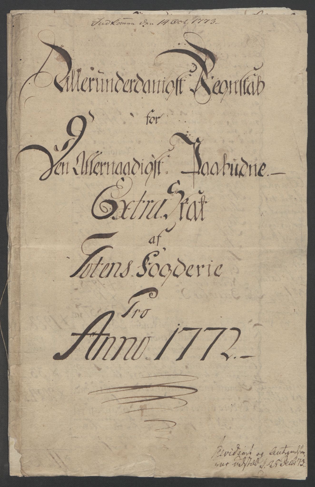 Rentekammeret inntil 1814, Reviderte regnskaper, Fogderegnskap, AV/RA-EA-4092/R19/L1399: Fogderegnskap Toten, Hadeland og Vardal, 1762-1783, s. 237