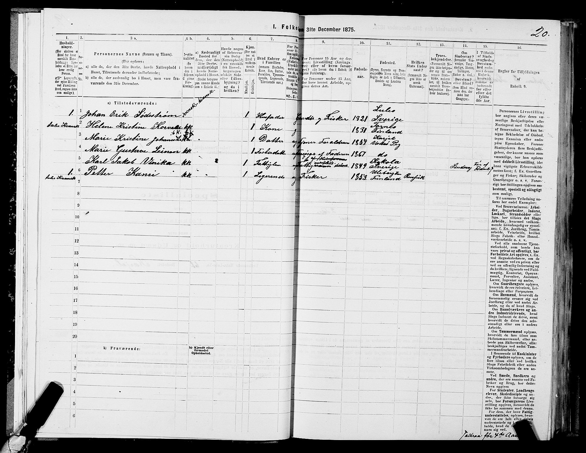 SATØ, Folketelling 1875 for 2029L Vadsø prestegjeld, Vadsø landsokn, 1875, s. 1020