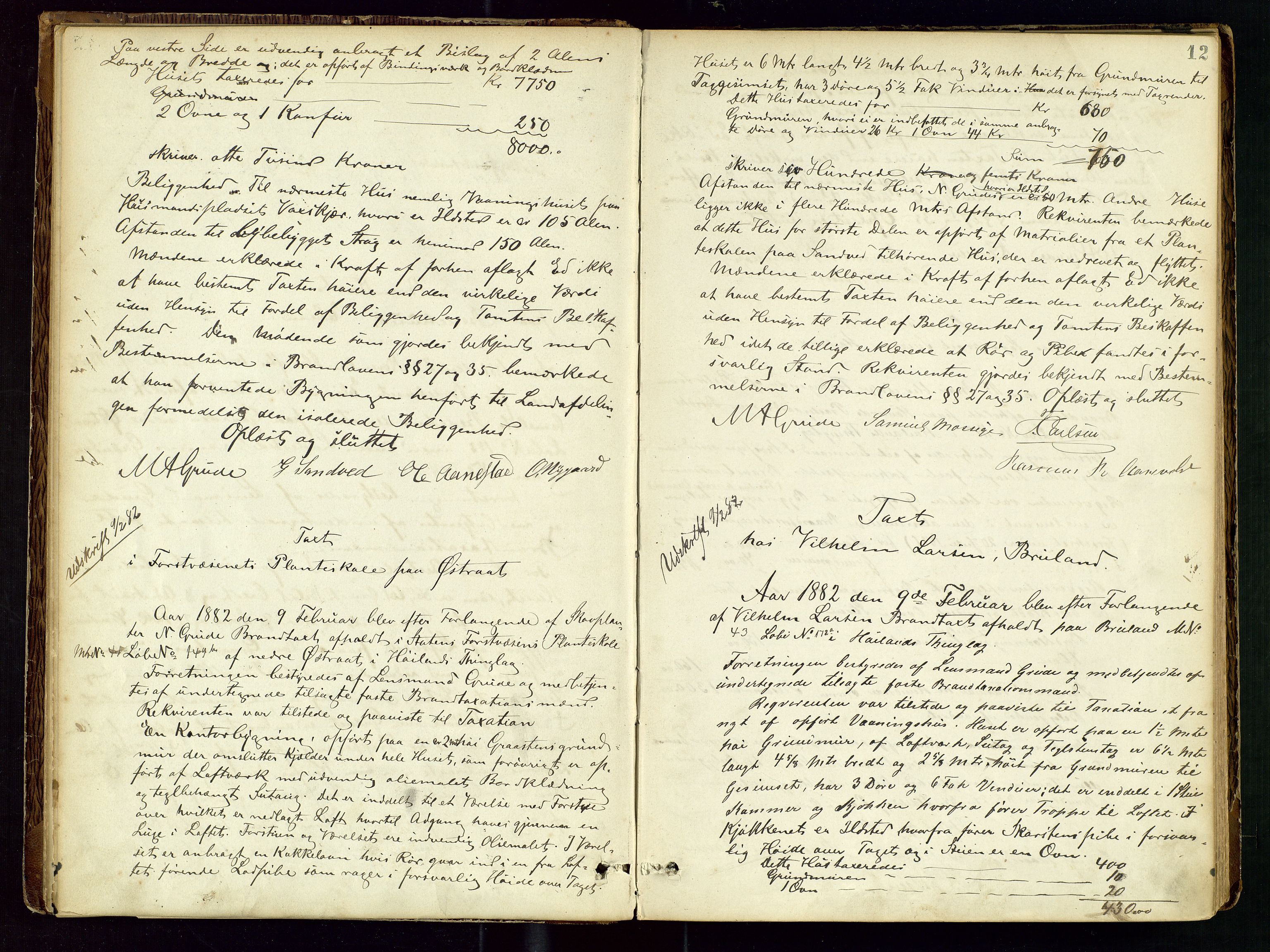 Høyland/Sandnes lensmannskontor, AV/SAST-A-100166/Goa/L0002: "Brandtaxtprotokol for Landafdelingen i Høiland", 1880-1917, s. 11b-12a