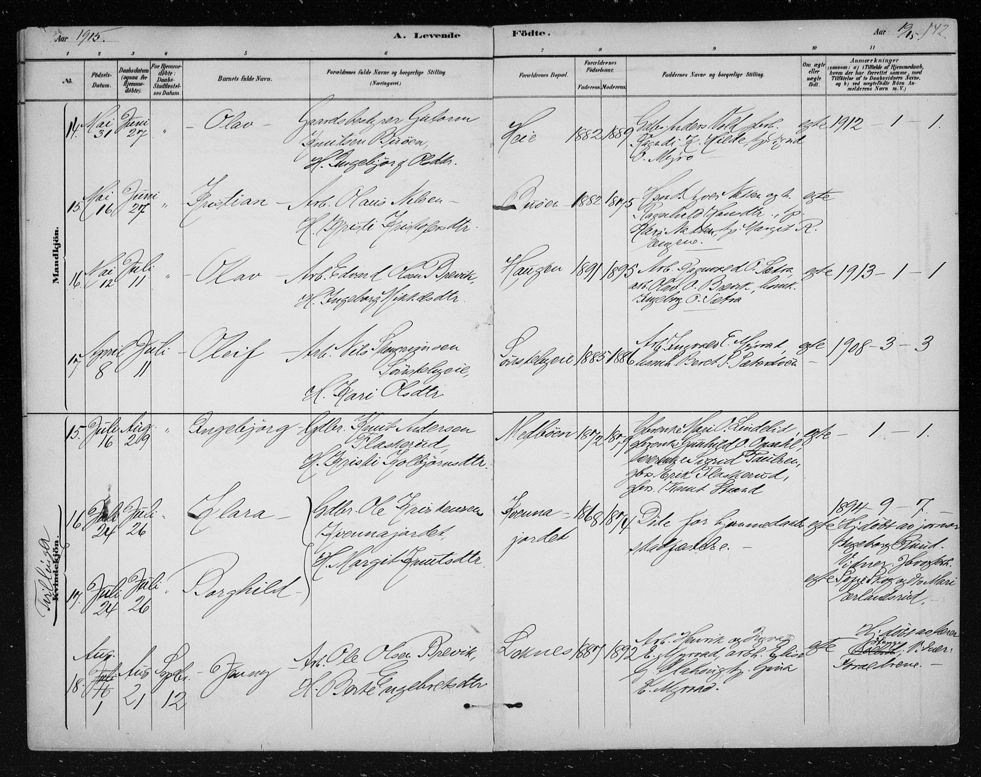 Nes kirkebøker, AV/SAKO-A-236/F/Fa/L0012: Ministerialbok nr. 12, 1881-1917, s. 142