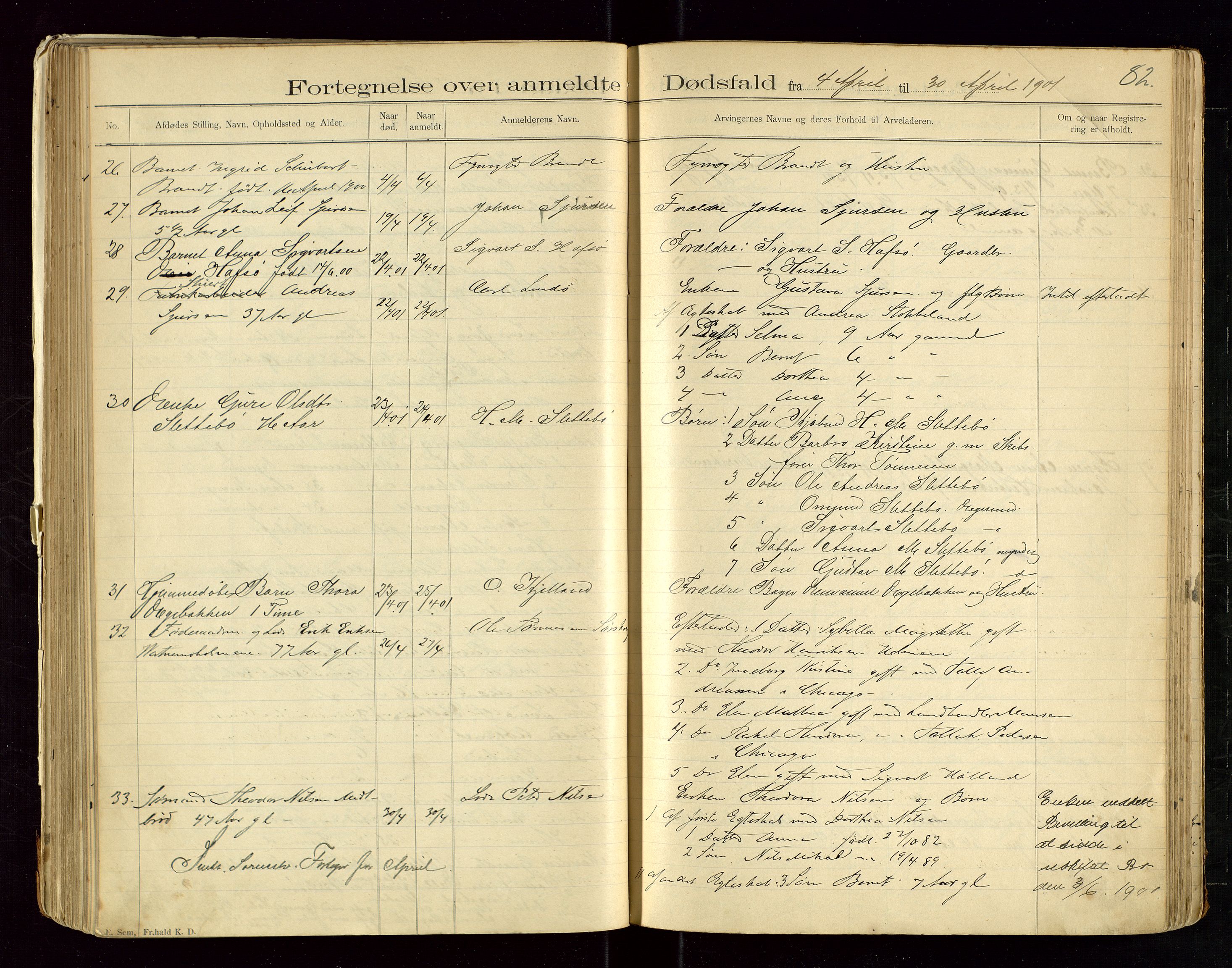 Eigersund lensmannskontor, AV/SAST-A-100171/Gga/L0004: "Dødsfalds-Protokol" m/alfabetisk navneregister, 1895-1905, s. 82