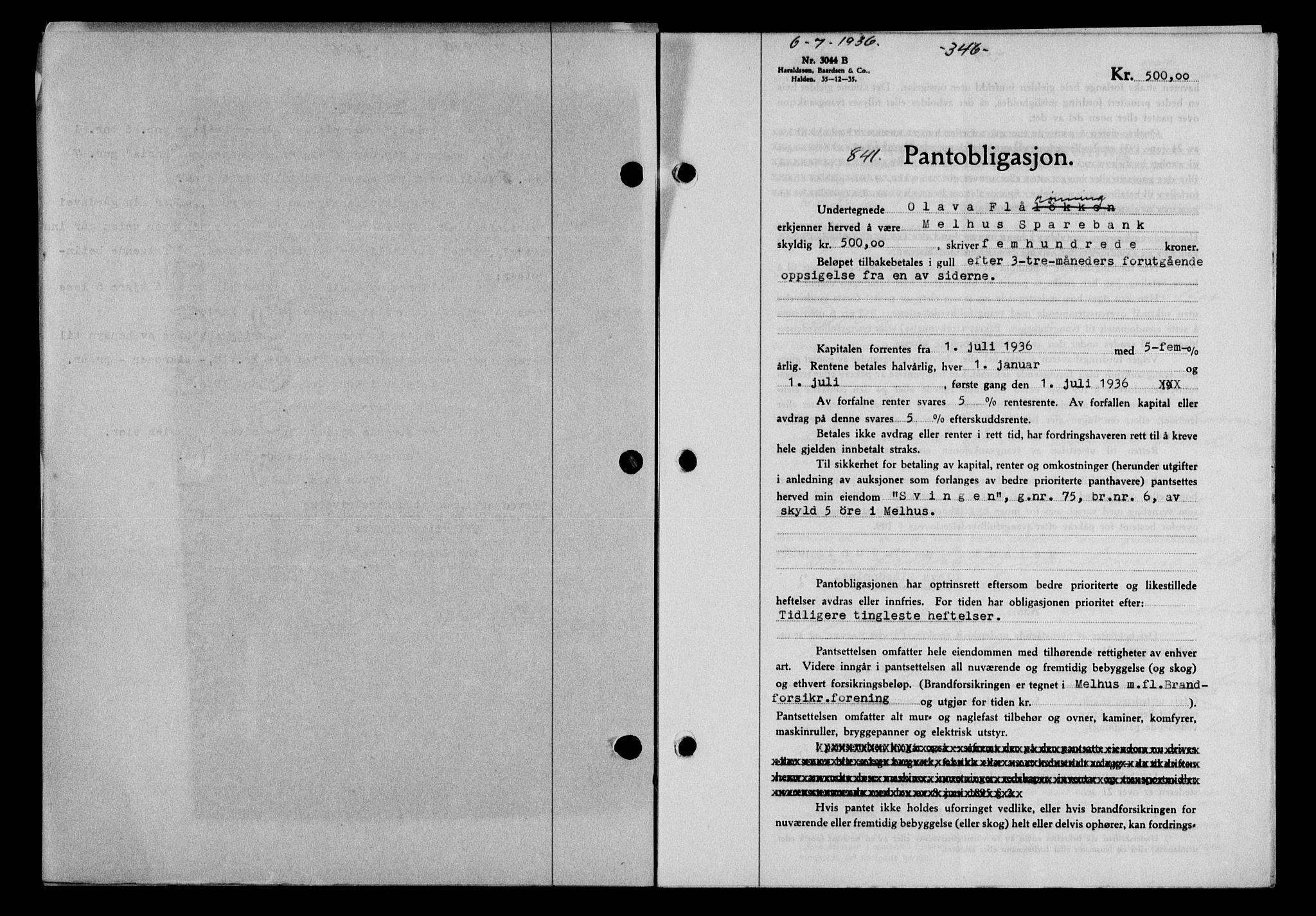 Gauldal sorenskriveri, SAT/A-0014/1/2/2C/L0046: Pantebok nr. 49-50, 1936-1937, Dagboknr: 841/1936