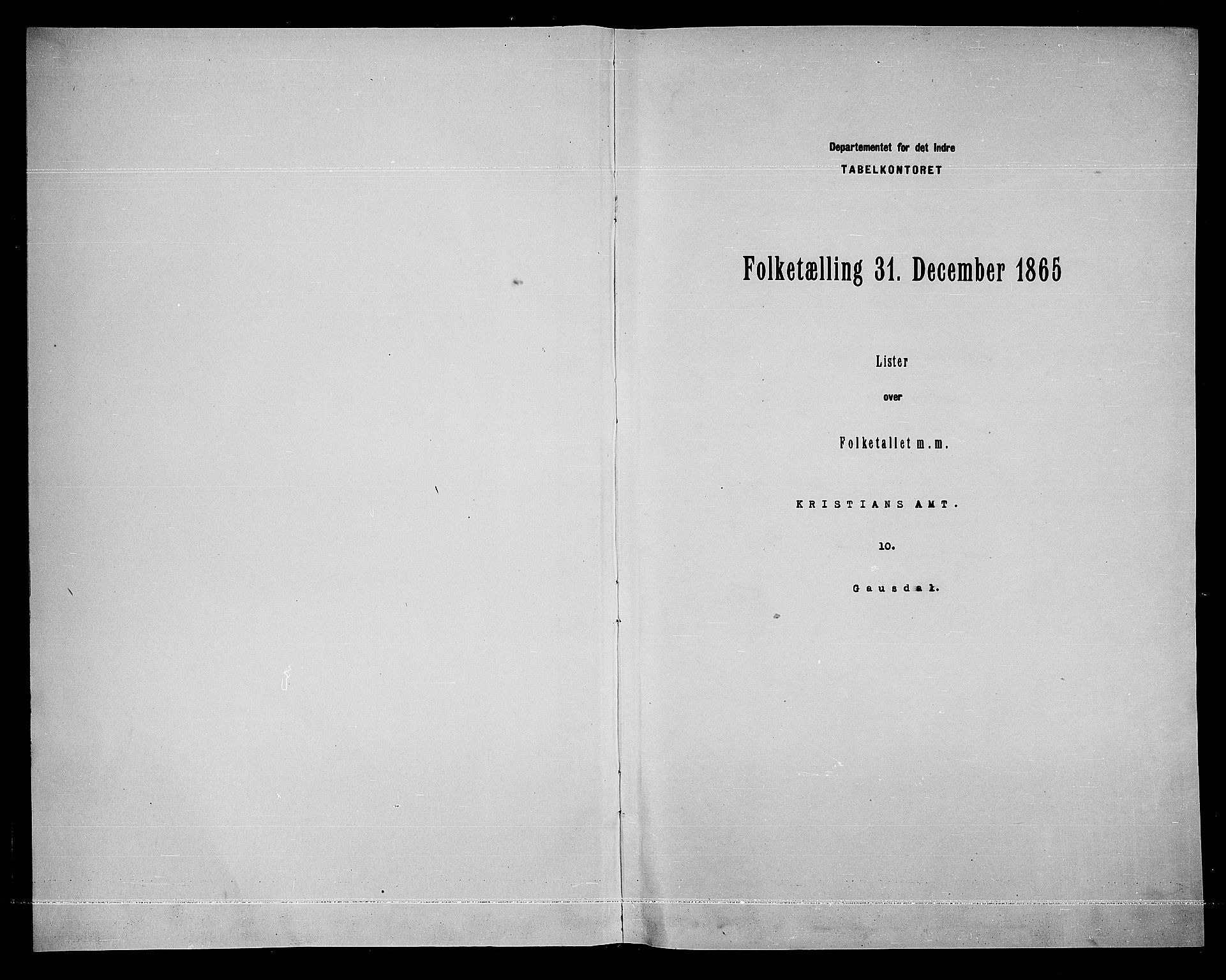 RA, Folketelling 1865 for 0522P Gausdal prestegjeld, 1865, s. 3
