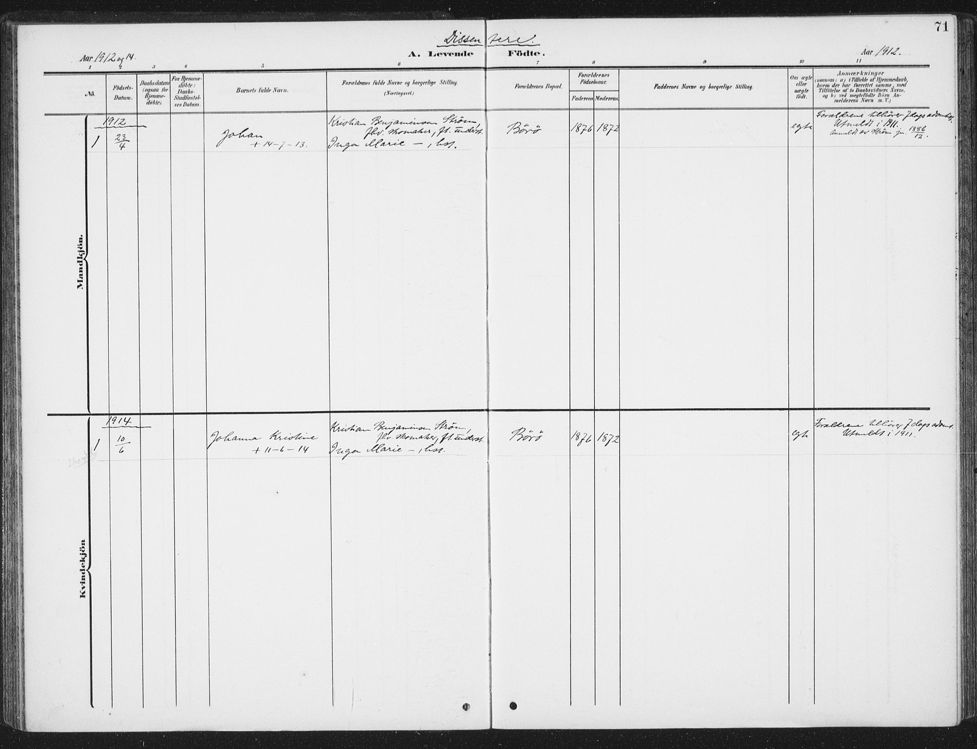 Ministerialprotokoller, klokkerbøker og fødselsregistre - Sør-Trøndelag, AV/SAT-A-1456/657/L0709: Ministerialbok nr. 657A10, 1905-1919, s. 71