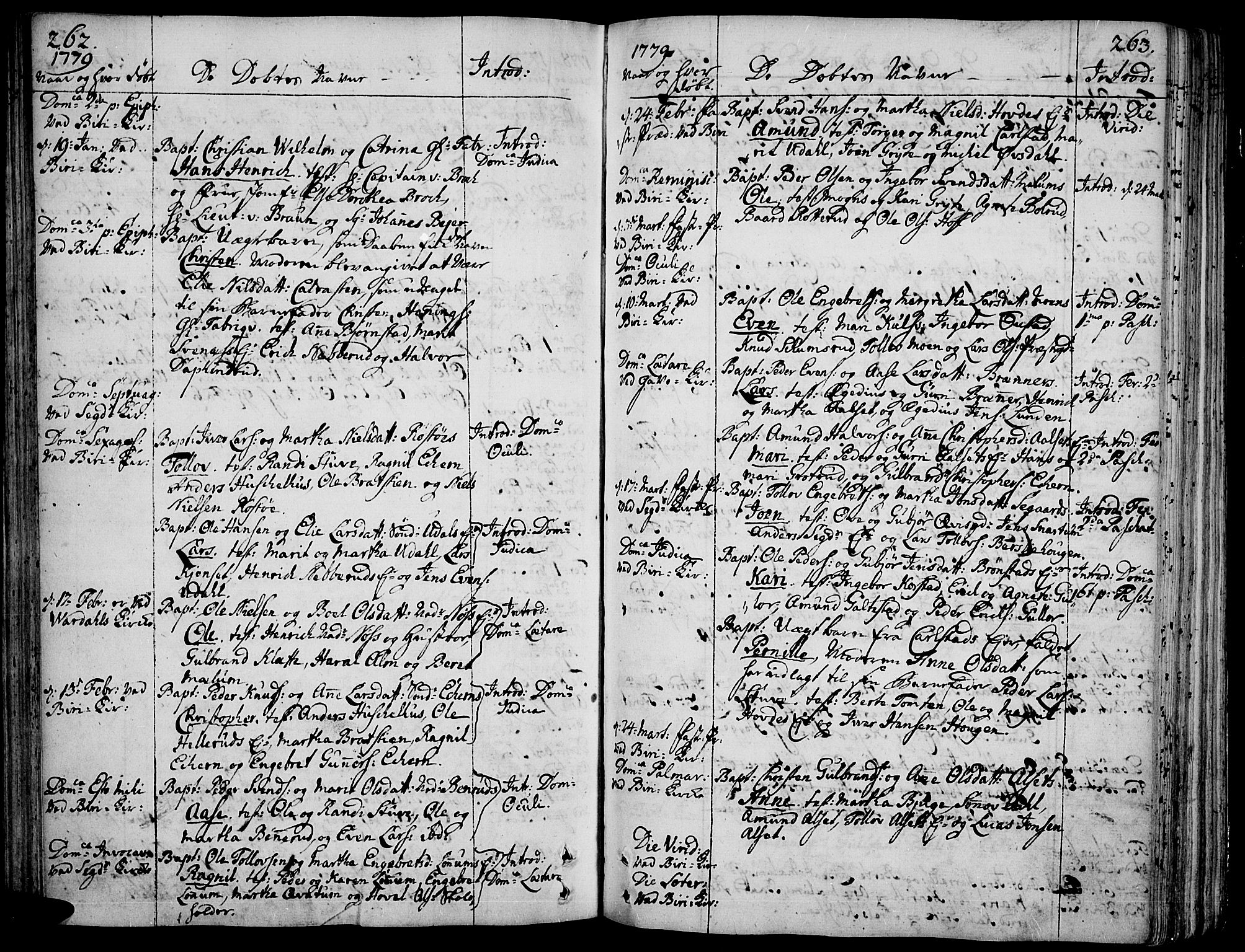 Biri prestekontor, AV/SAH-PREST-096/H/Ha/Haa/L0002: Ministerialbok nr. 2, 1754-1789, s. 262-263