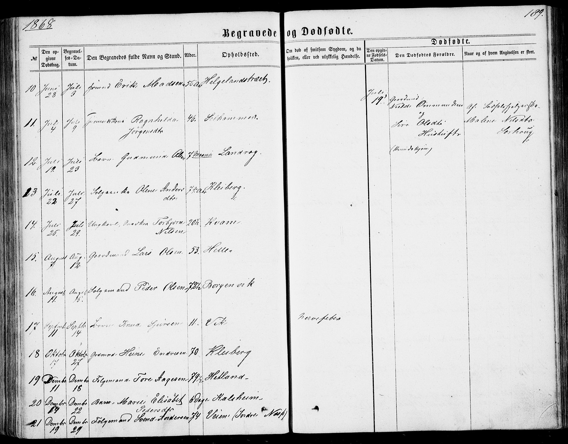 Nedstrand sokneprestkontor, SAST/A-101841/01/IV: Ministerialbok nr. A 9, 1861-1876, s. 189