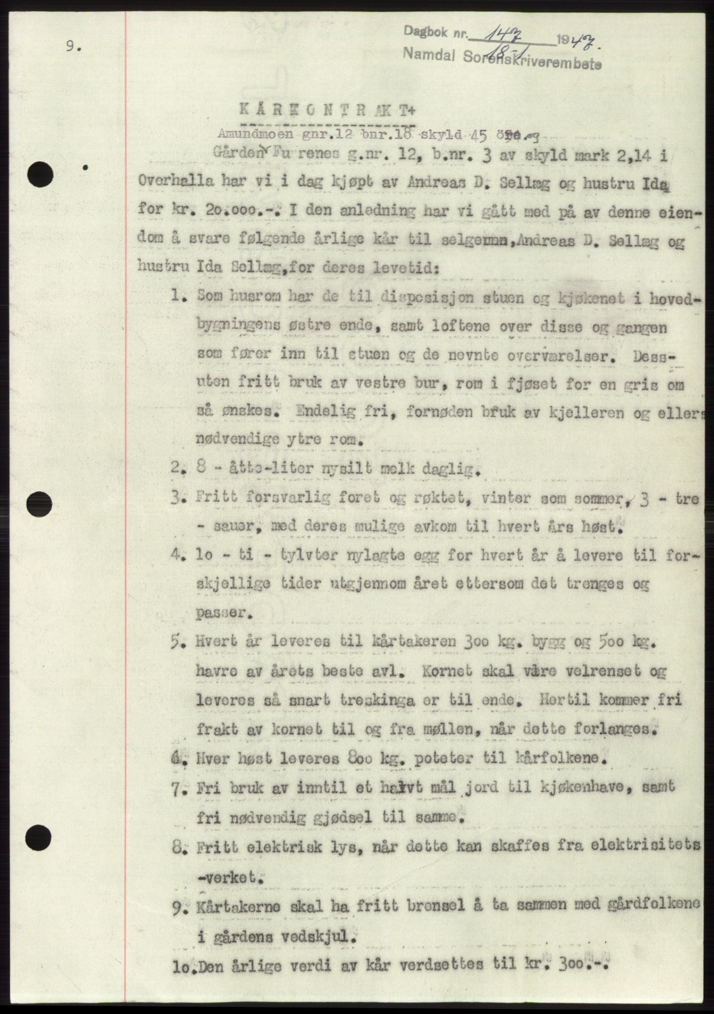 Namdal sorenskriveri, SAT/A-4133/1/2/2C: Pantebok nr. -, 1946-1947, Dagboknr: 147/1947