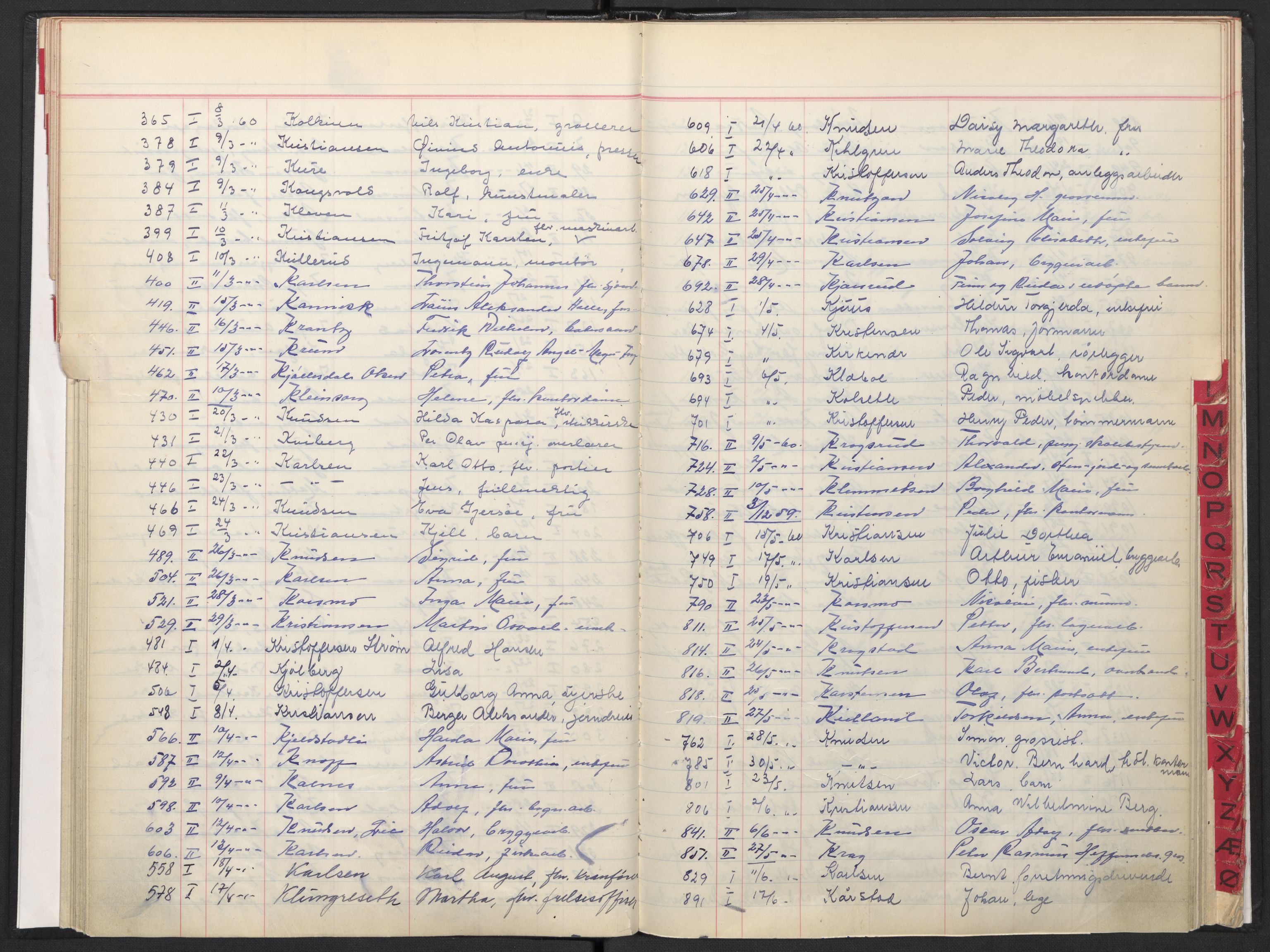 Oslo skifterett, AV/SAO-A-10383/F/Fa/Faa/L0060: Navneregister dødsfallssaker, avd. I-II, 1960