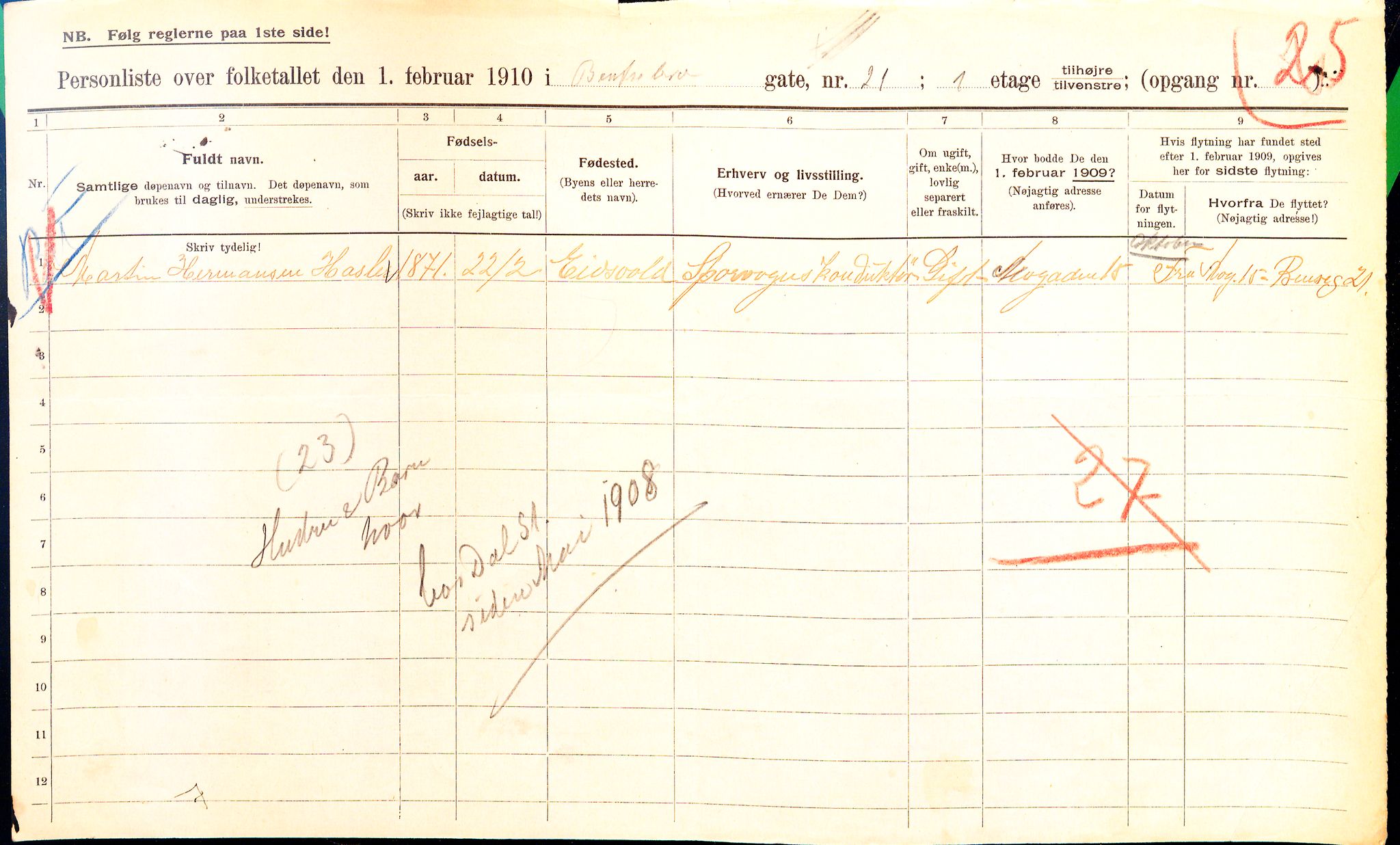 OBA, Kommunal folketelling 1.2.1910 for Kristiania, 1910, s. 3335