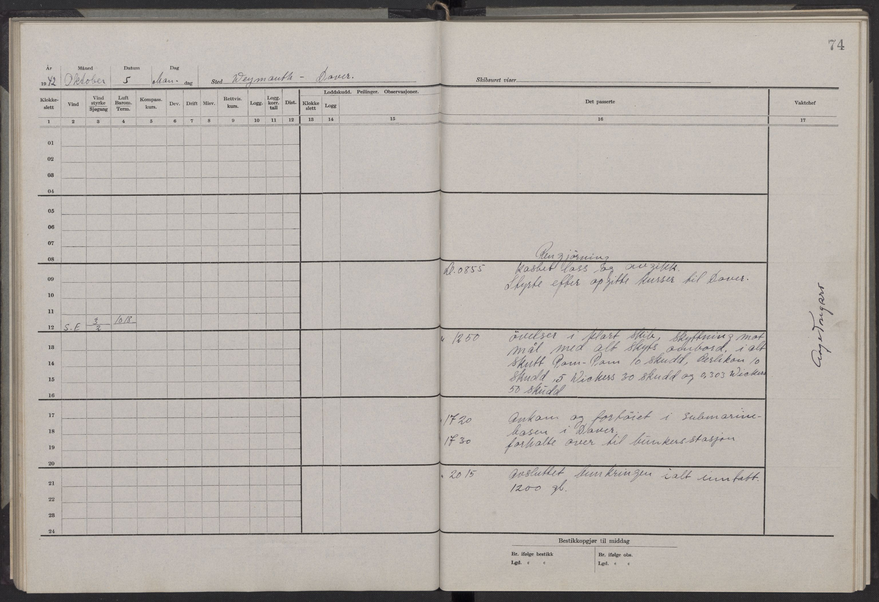 Forsvaret, Sjøforsvarets fartøyer, AV/RA-RAFA-2759/Gm6/L0001: Loggbok, 1942-1943