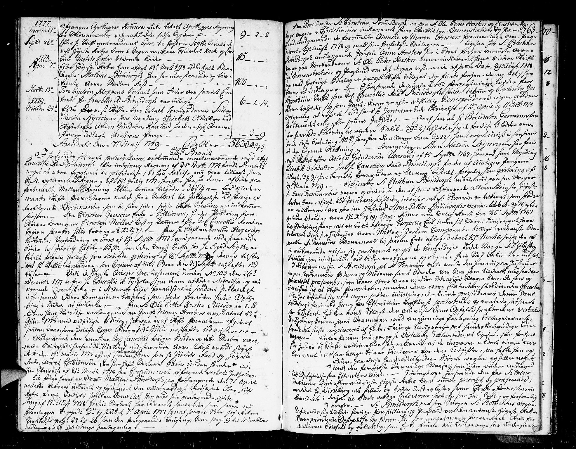 Nedenes sorenskriveri før 1824, AV/SAK-1221-0007/H/Hc/L0037: Skifteprotokoll med register nr 24, 1775-1779, s. 362b-363a