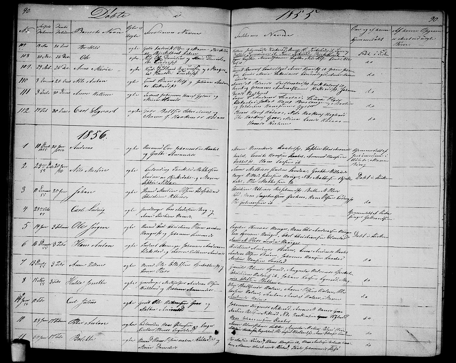 Våler prestekontor Kirkebøker, AV/SAO-A-11083/G/Ga/L0002: Klokkerbok nr. I 2, 1839-1860, s. 90