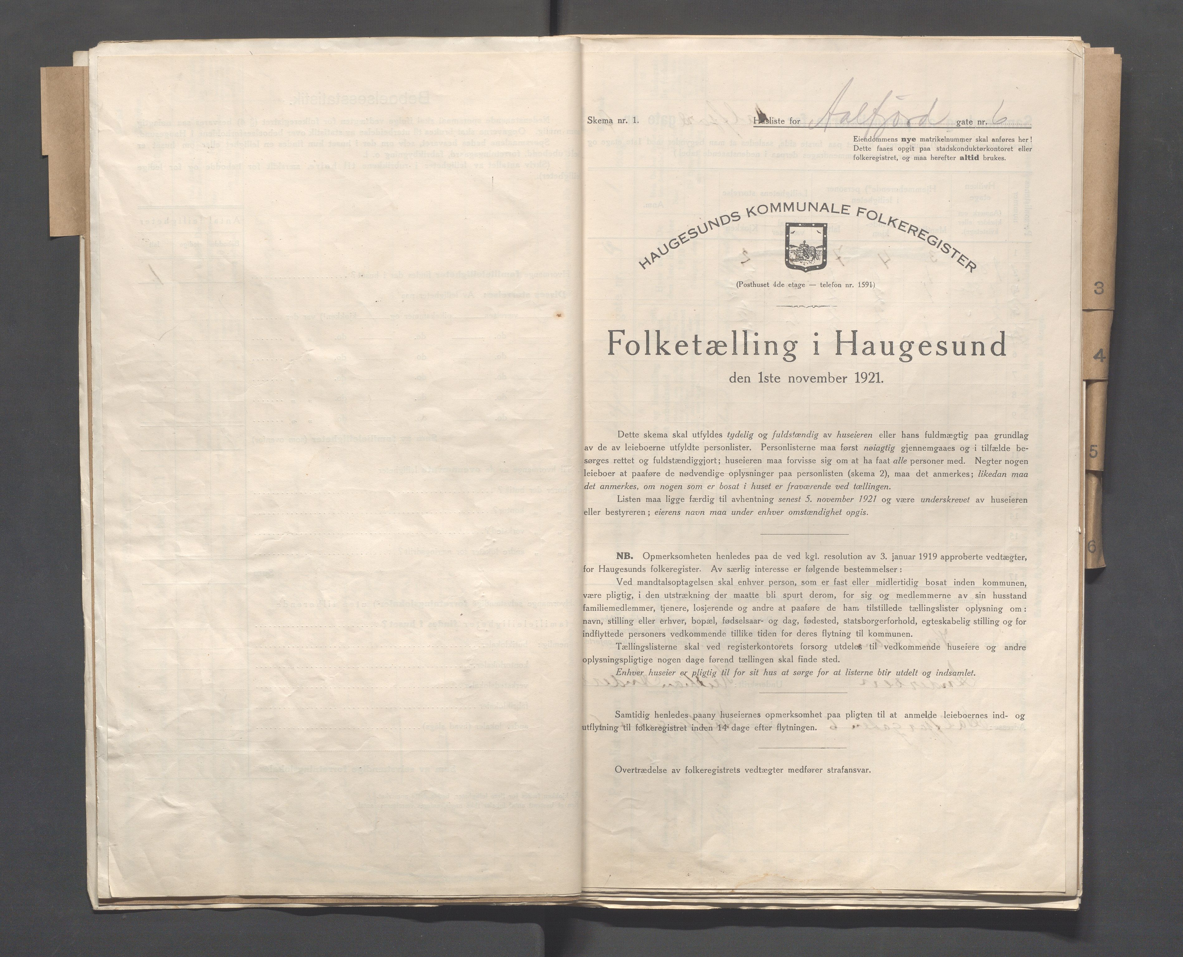 IKAR, Kommunal folketelling 1.11.1921 for Haugesund, 1921, s. 9