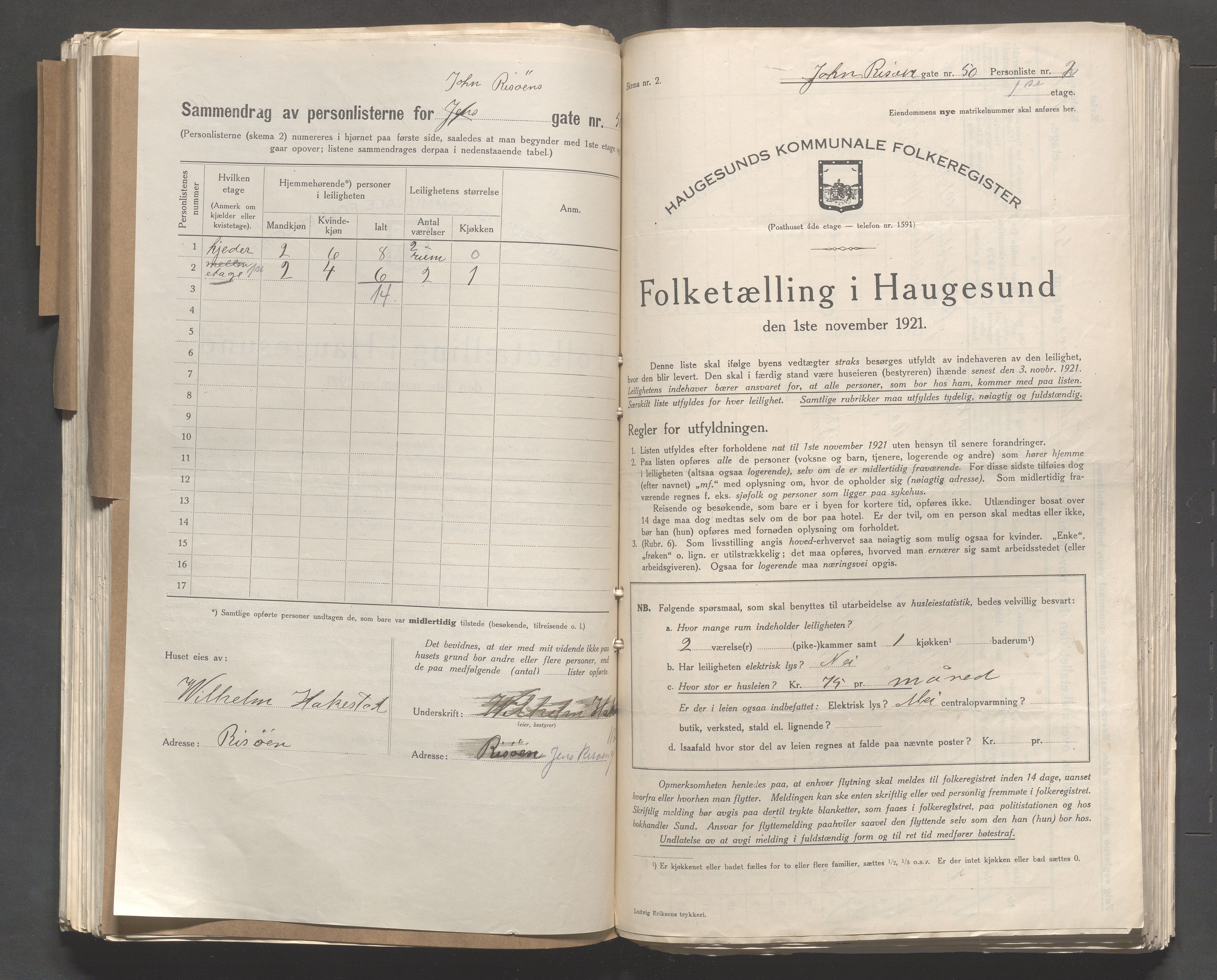 IKAR, Kommunal folketelling 1.11.1921 for Haugesund, 1921, s. 6861