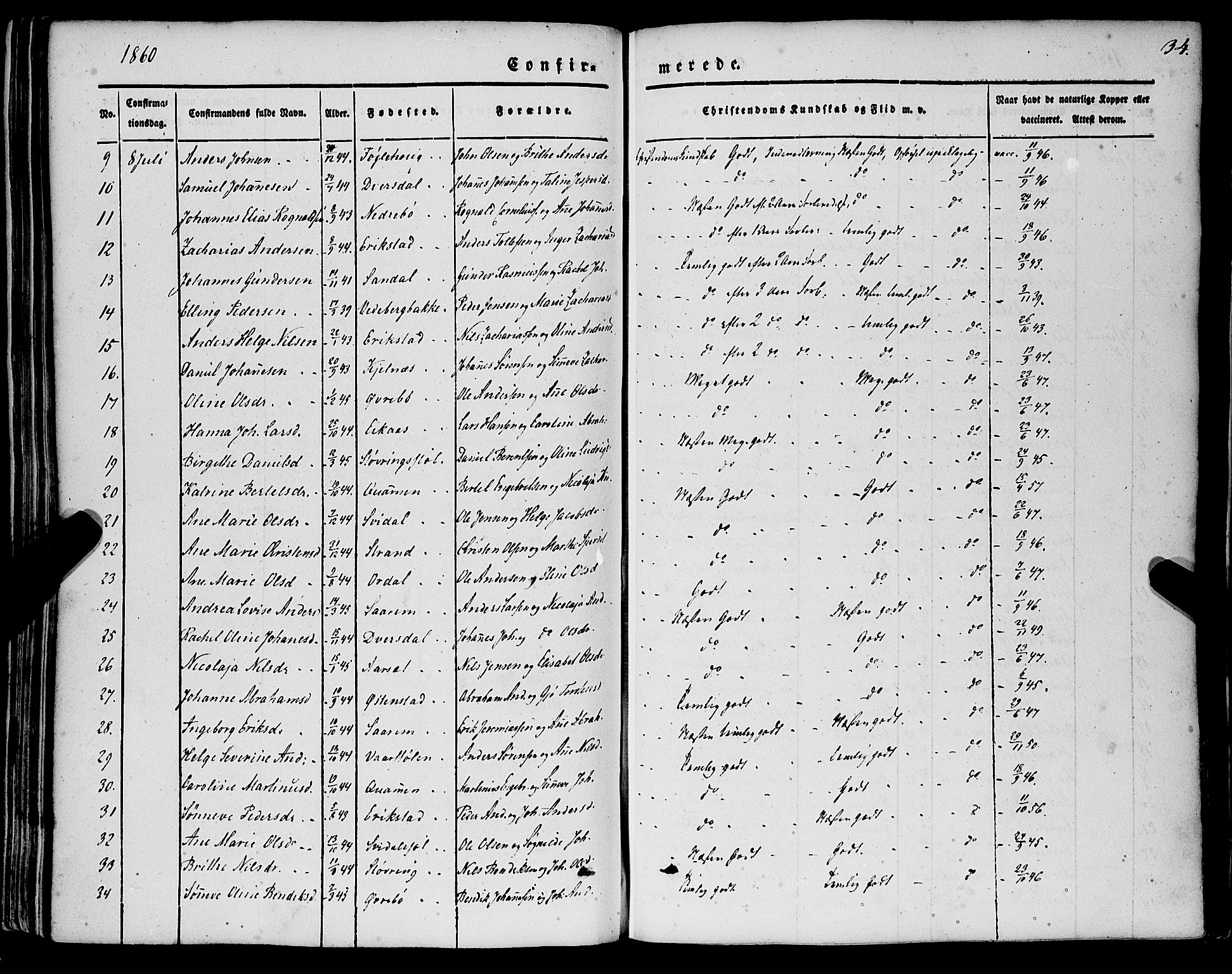 Jølster sokneprestembete, SAB/A-80701/H/Haa/Haaa/L0010: Ministerialbok nr. A 10, 1847-1865, s. 34