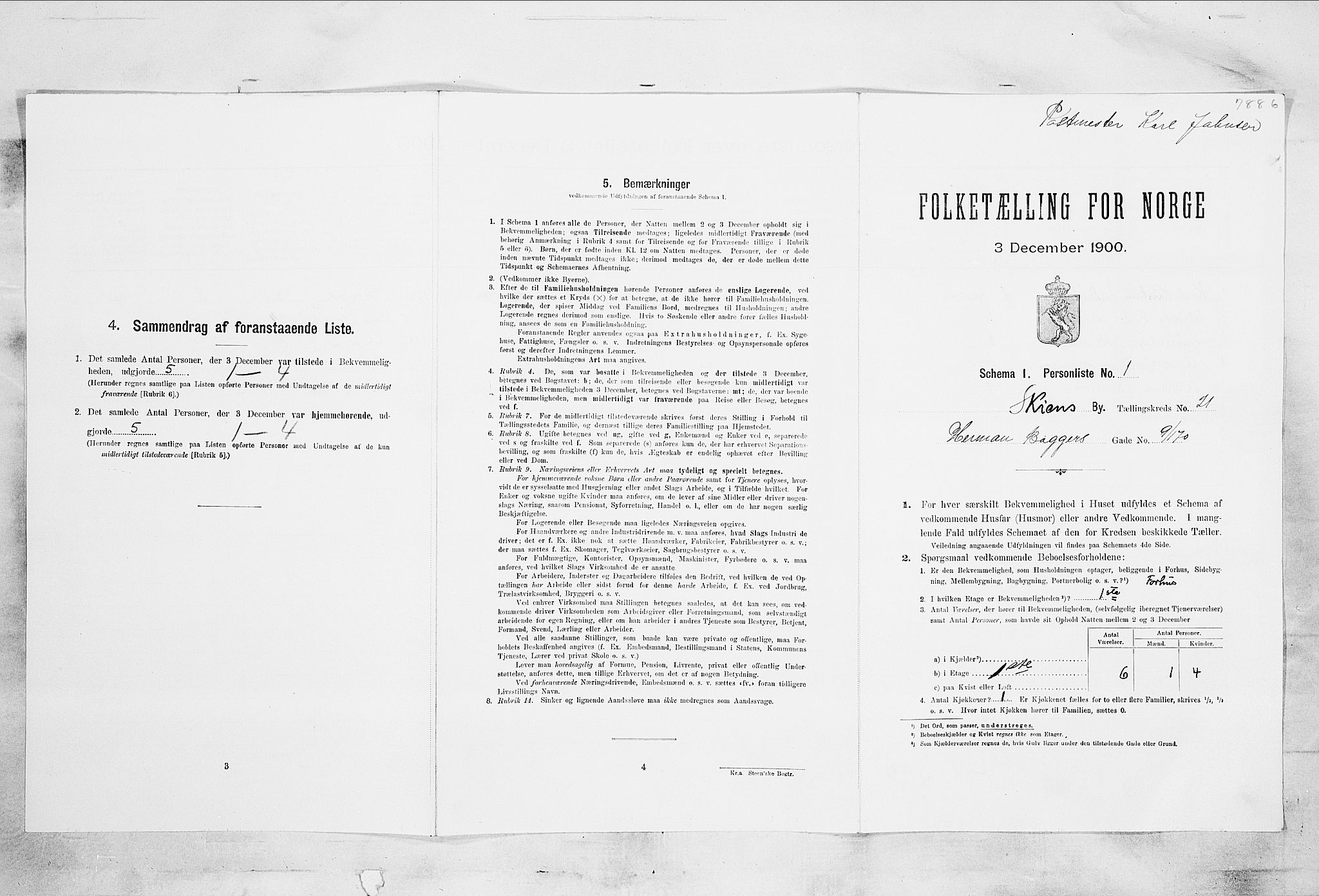 SAKO, Folketelling 1900 for 0806 Skien kjøpstad, 1900, s. 3821