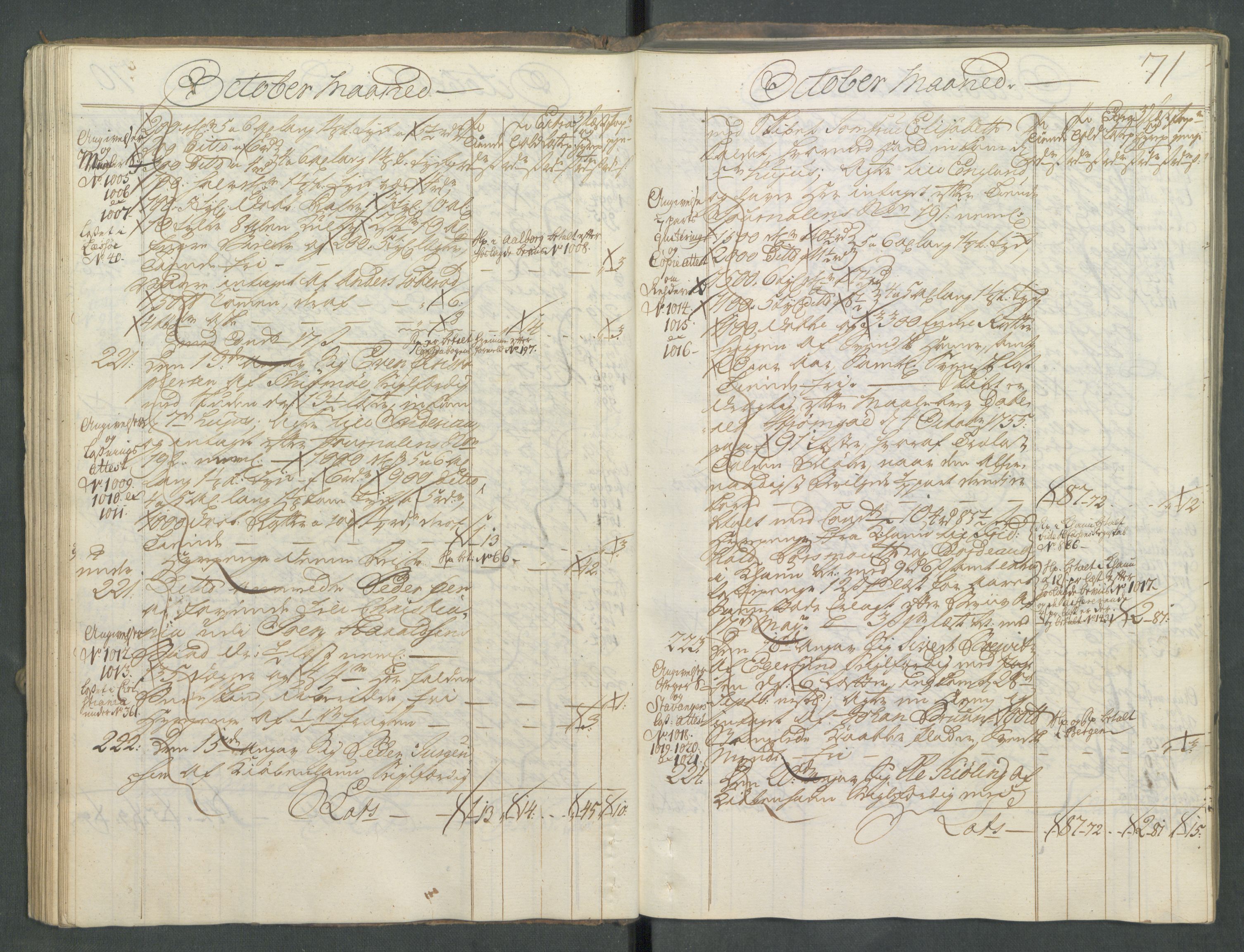Generaltollkammeret, tollregnskaper, AV/RA-EA-5490/R01/L0029/0001: Tollregnskaper Fredrikshald / Utgående hovedtollbok, 1756, s. 70b-71a