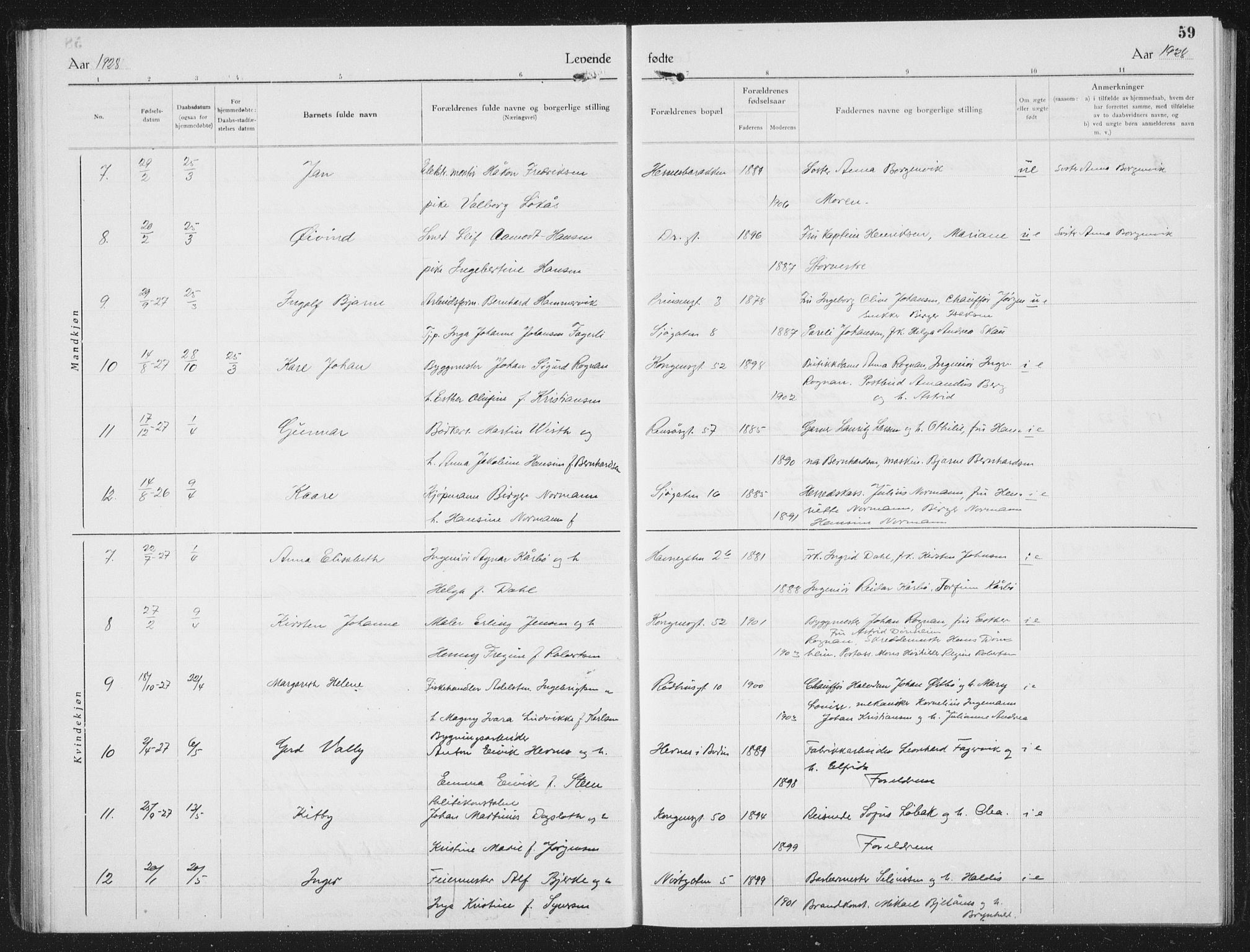 Ministerialprotokoller, klokkerbøker og fødselsregistre - Nordland, AV/SAT-A-1459/801/L0037: Klokkerbok nr. 801C12, 1921-1937, s. 59