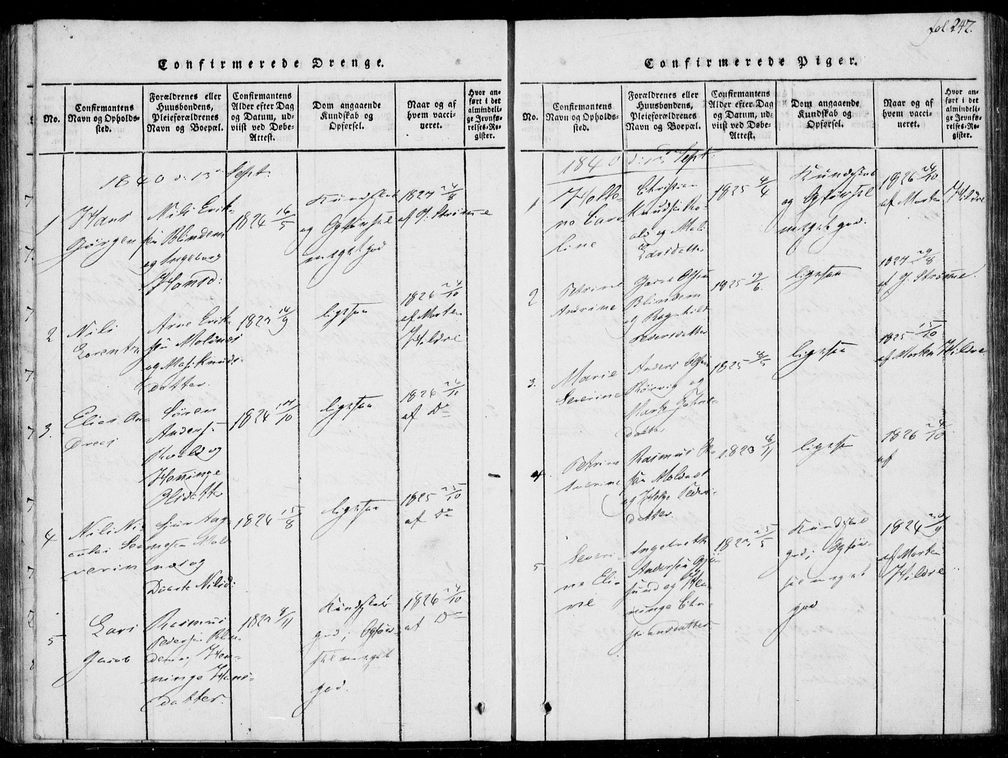 Ministerialprotokoller, klokkerbøker og fødselsregistre - Møre og Romsdal, SAT/A-1454/537/L0517: Ministerialbok nr. 537A01, 1818-1862, s. 247