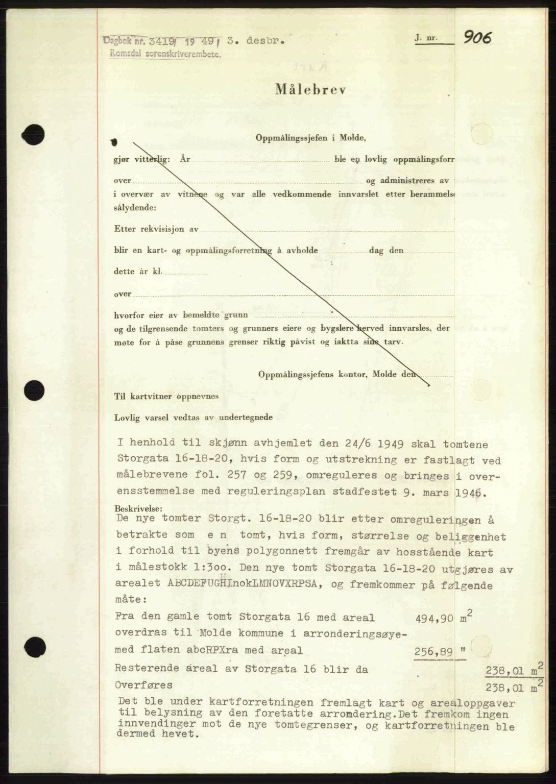 Romsdal sorenskriveri, SAT/A-4149/1/2/2C: Pantebok nr. A31, 1949-1949, Dagboknr: 3419/1949