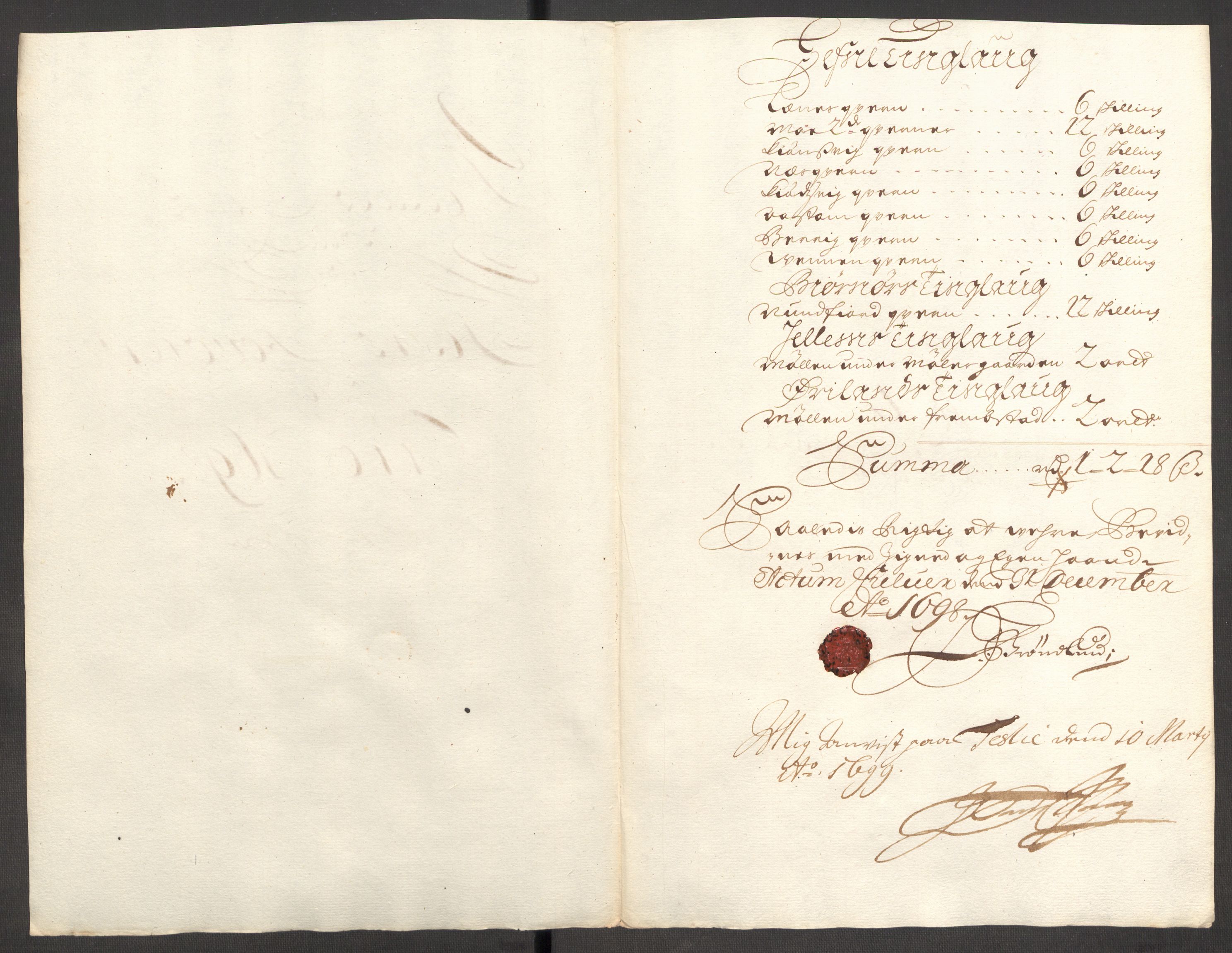 Rentekammeret inntil 1814, Reviderte regnskaper, Fogderegnskap, RA/EA-4092/R57/L3853: Fogderegnskap Fosen, 1698-1699, s. 158