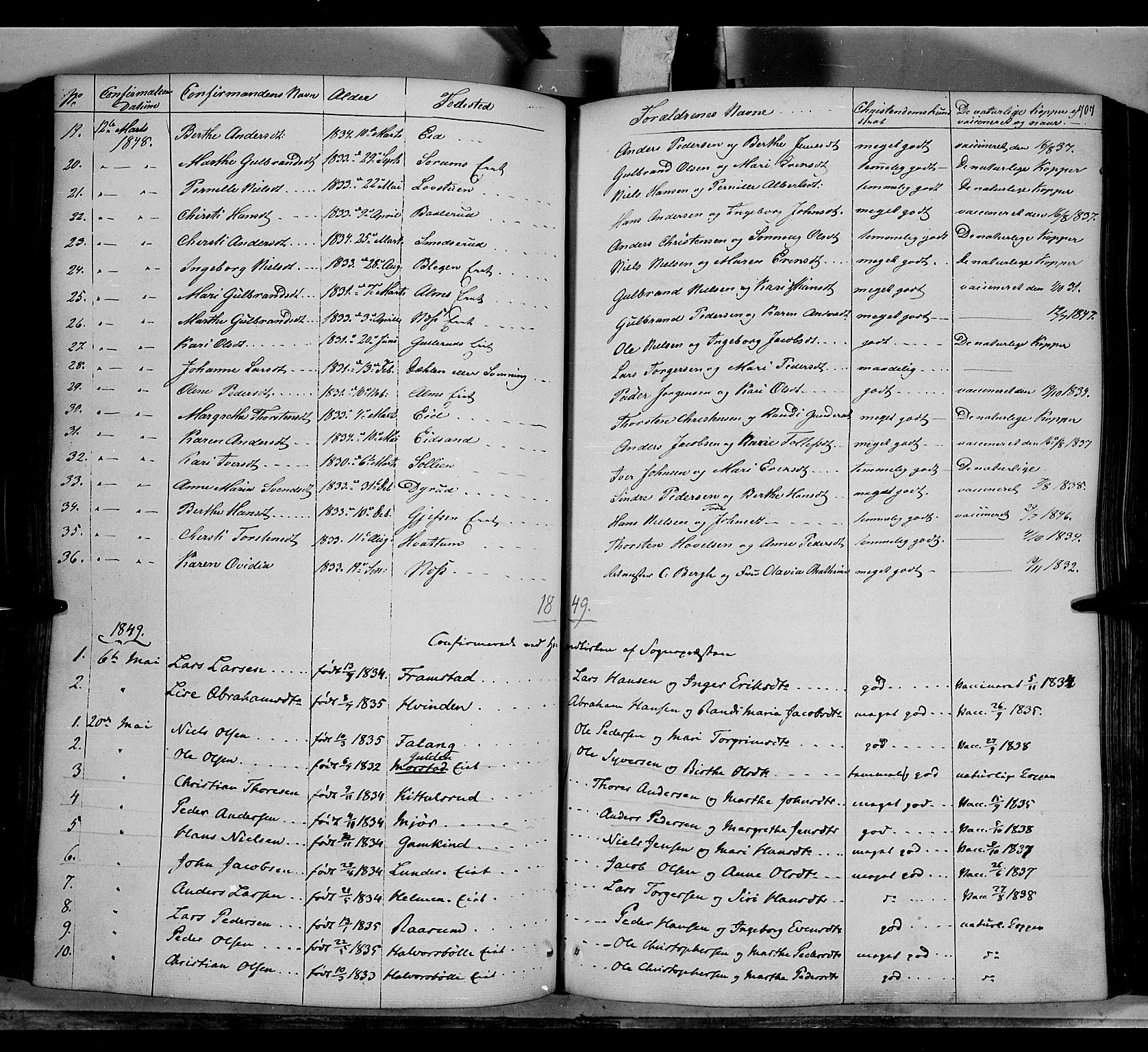 Gran prestekontor, AV/SAH-PREST-112/H/Ha/Haa/L0011: Ministerialbok nr. 11, 1842-1856, s. 706-707