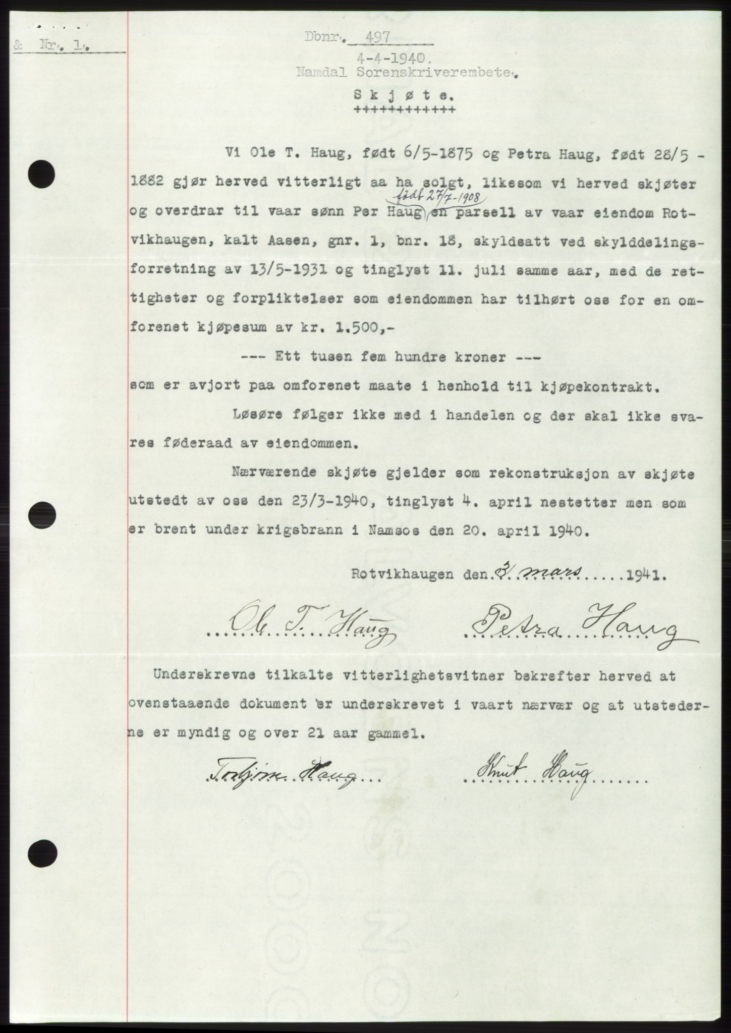 Namdal sorenskriveri, SAT/A-4133/1/2/2C: Pantebok nr. -, 1940-1941, Tingl.dato: 04.04.1940