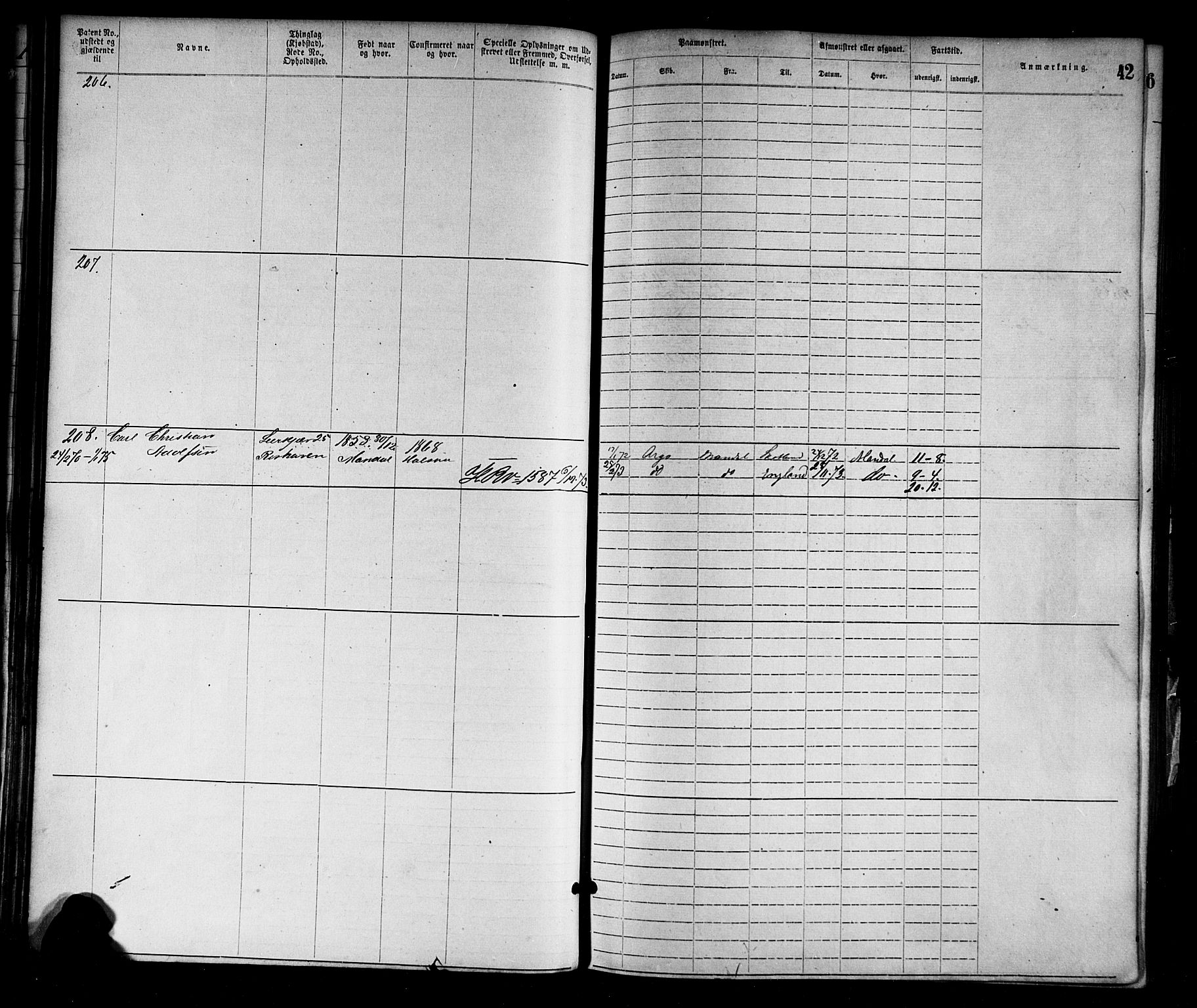 Mandal mønstringskrets, SAK/2031-0016/F/Fa/L0001: Annotasjonsrulle nr 1-1920 med register, L-3, 1869-1881, s. 70