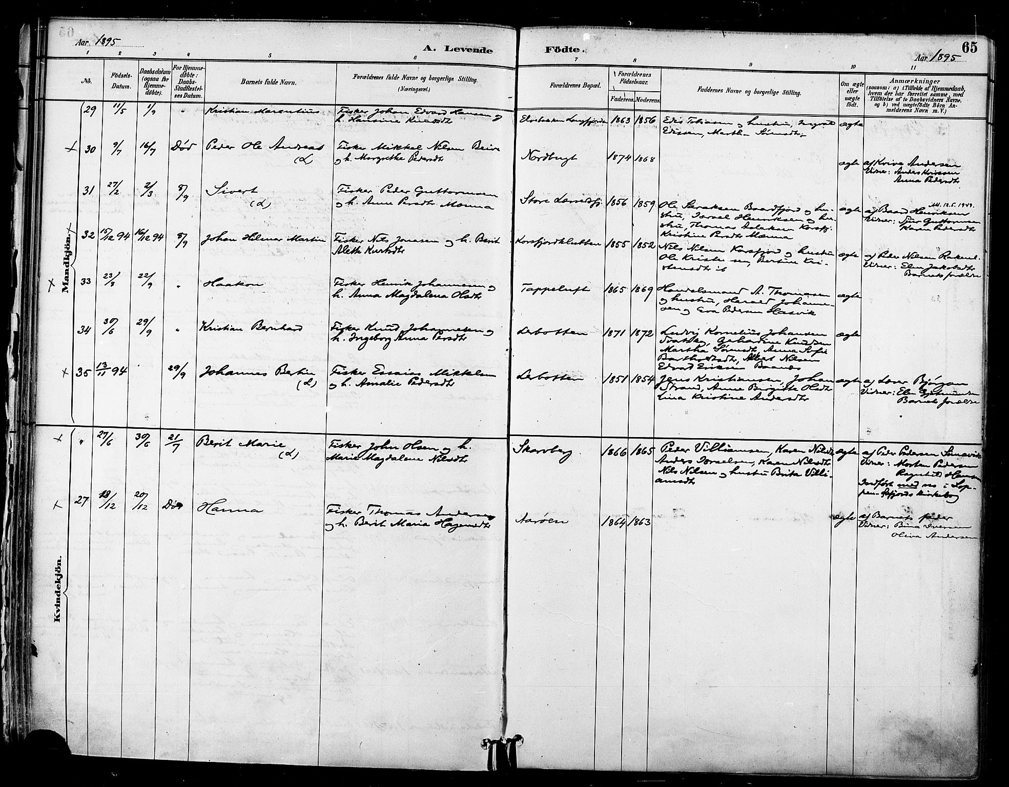 Talvik sokneprestkontor, AV/SATØ-S-1337/H/Ha/L0013kirke: Ministerialbok nr. 13, 1886-1897, s. 65