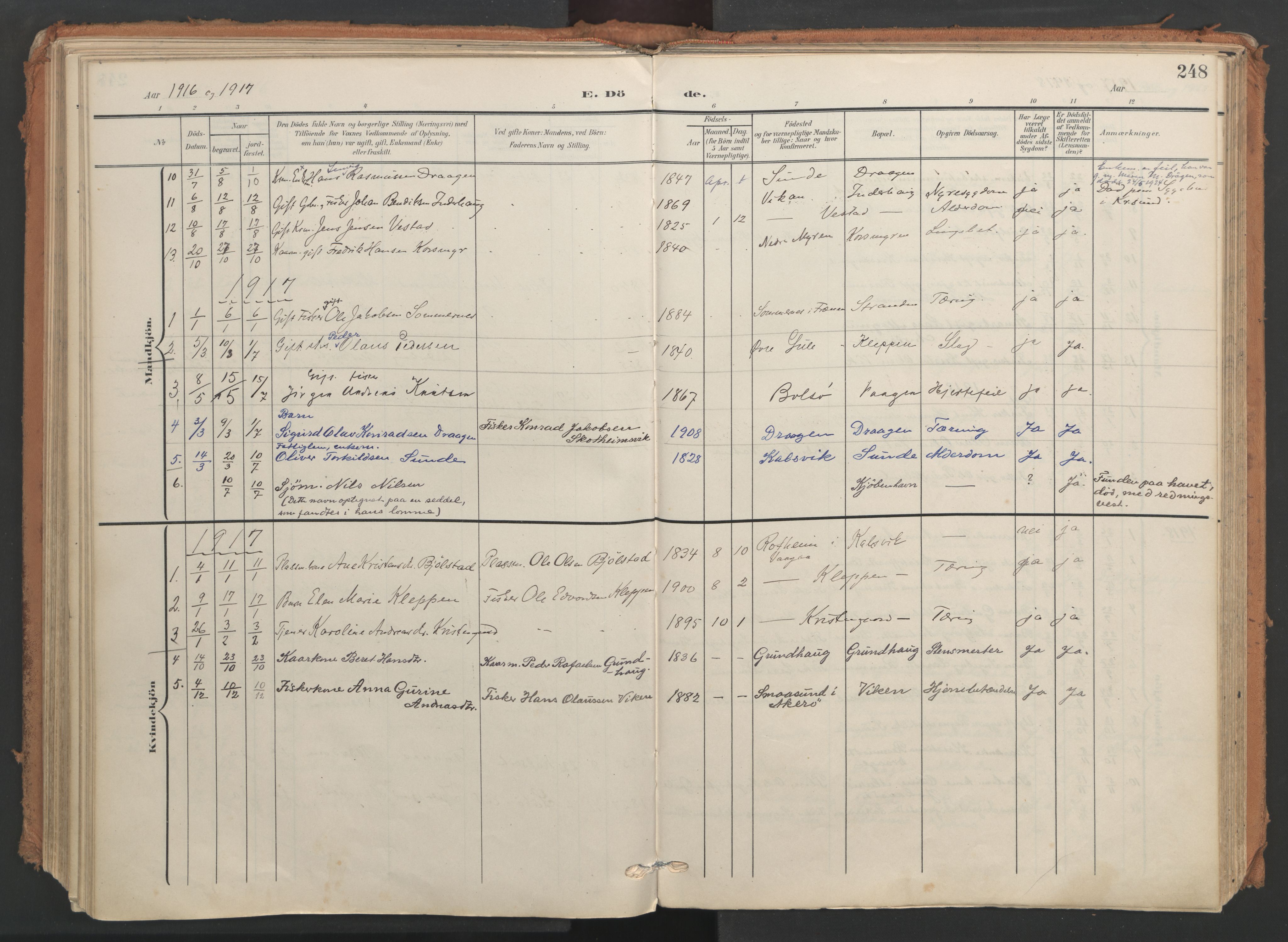 Ministerialprotokoller, klokkerbøker og fødselsregistre - Møre og Romsdal, AV/SAT-A-1454/566/L0771: Ministerialbok nr. 566A10, 1904-1929, s. 248
