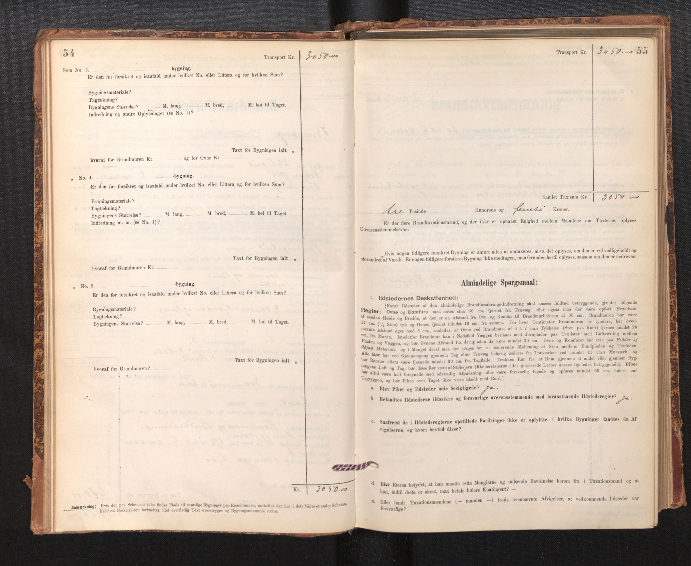 Lensmannen i Bremanger, SAB/A-26701/0012/L0007: Branntakstprotokoll, skjematakst, 1895-1936, s. 54-55
