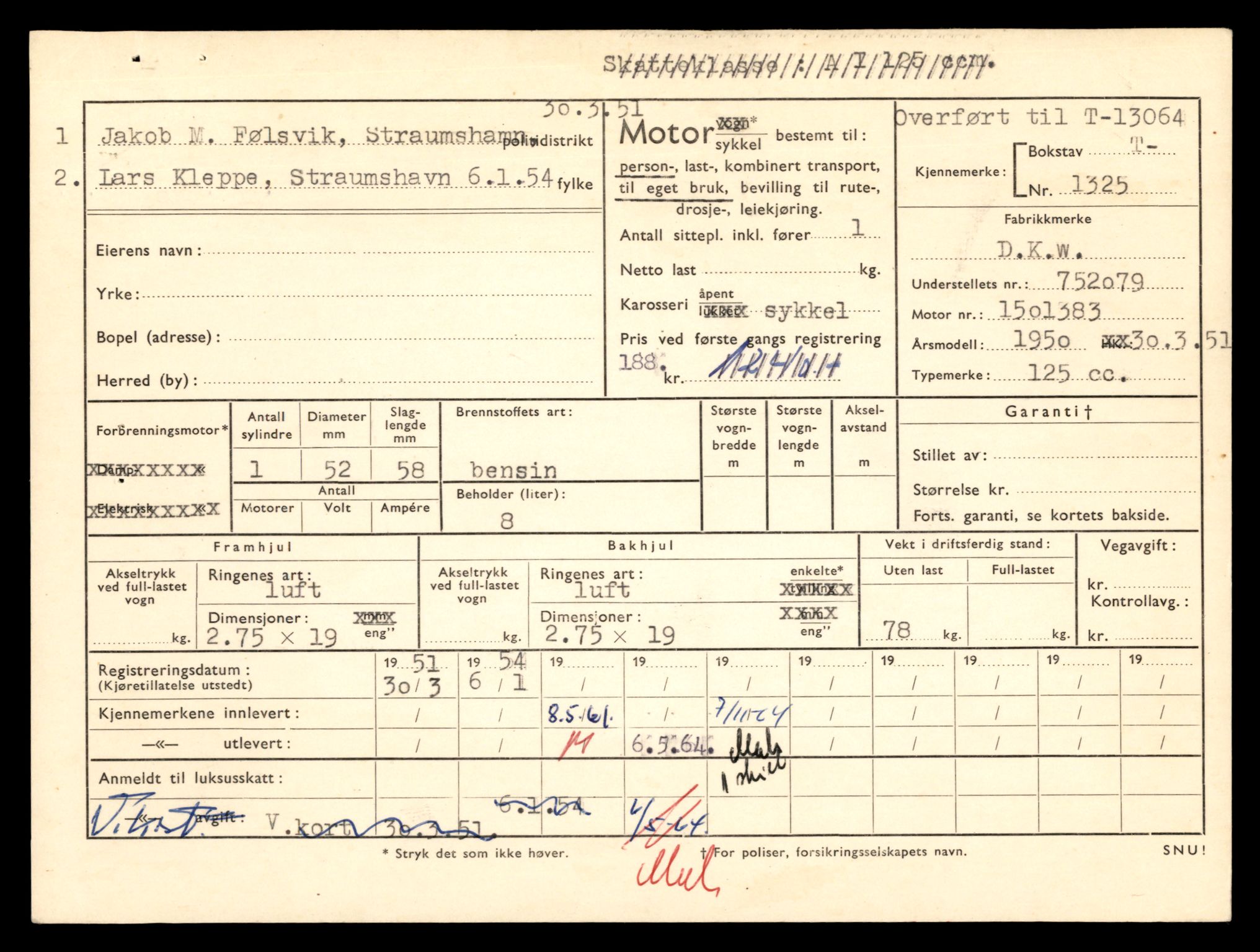 Møre og Romsdal vegkontor - Ålesund trafikkstasjon, AV/SAT-A-4099/F/Fe/L0037: Registreringskort for kjøretøy T 13031 - T 13179, 1927-1998, s. 635