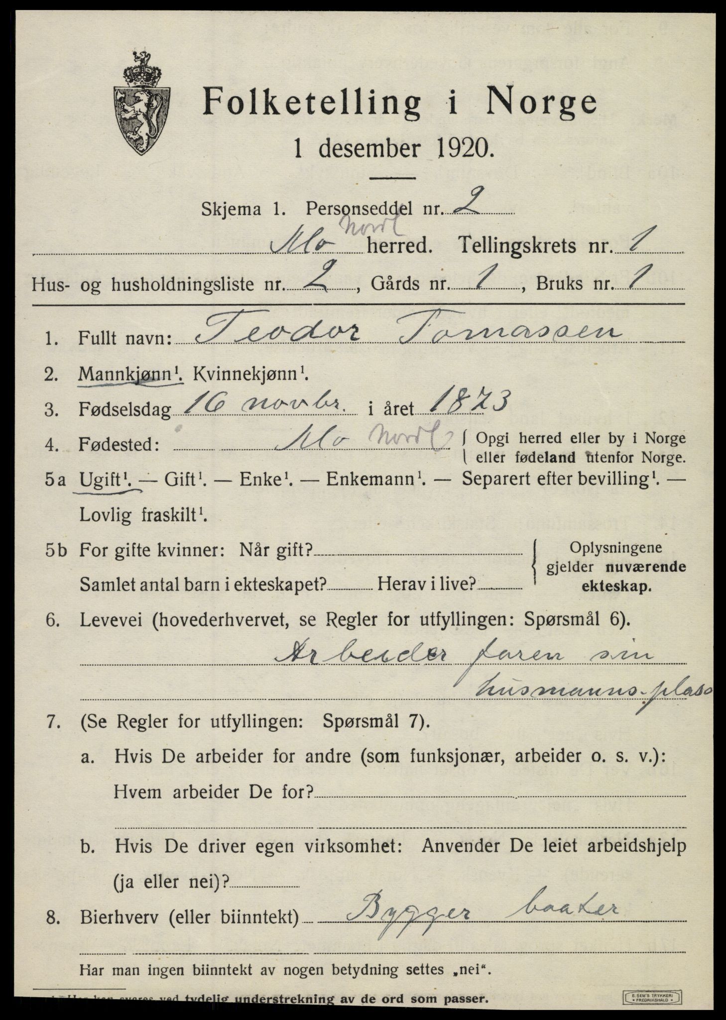 SAT, Folketelling 1920 for 1833 Mo herred, 1920, s. 1929