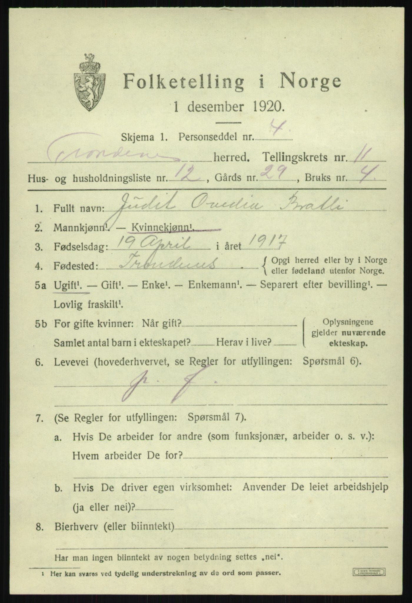 SATØ, Folketelling 1920 for 1914 Trondenes herred, 1920, s. 8445