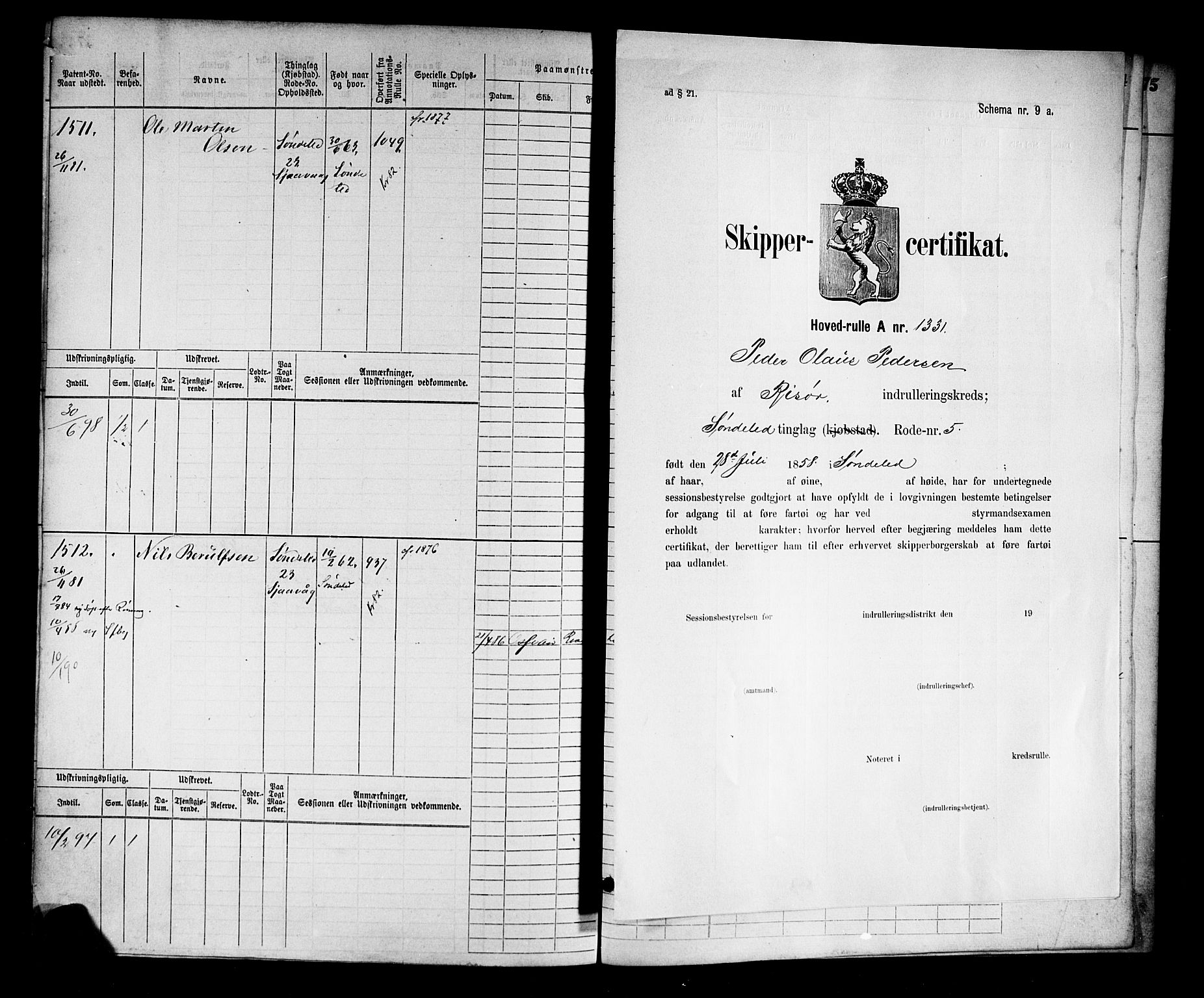 Risør mønstringskrets, AV/SAK-2031-0010/F/Fb/L0003: Hovedrulle nr 767-1528, Q-3, 1868-1910, s. 381