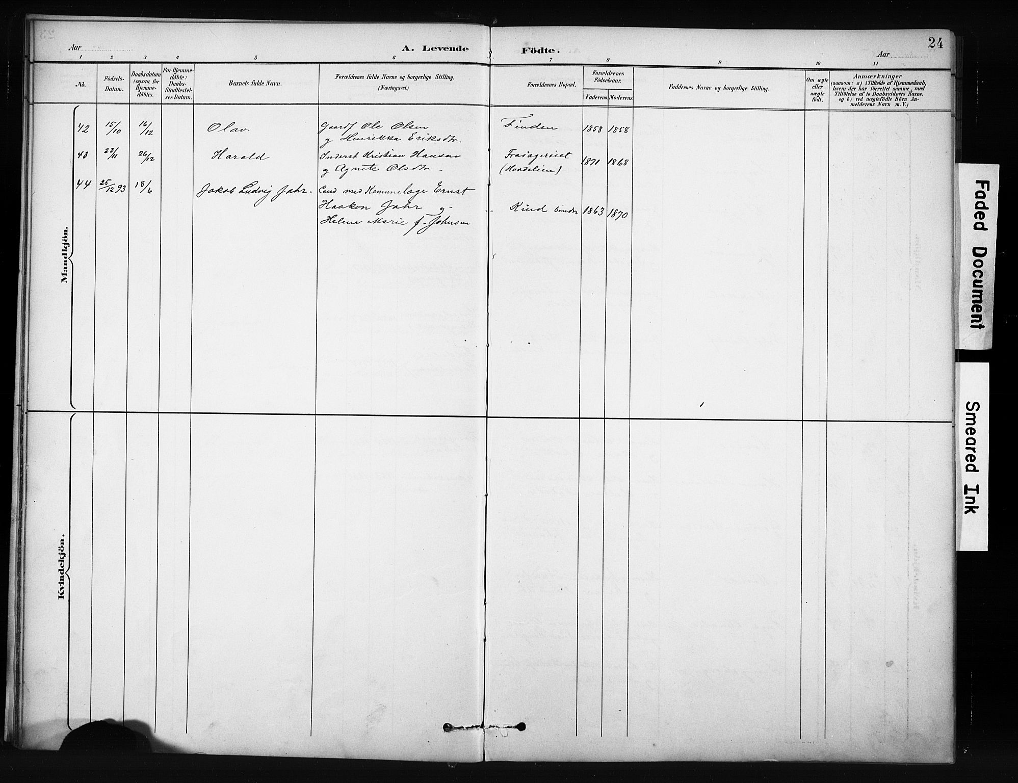 Nordre Land prestekontor, AV/SAH-PREST-124/H/Ha/Hab/L0012: Klokkerbok nr. 12, 1891-1909, s. 24