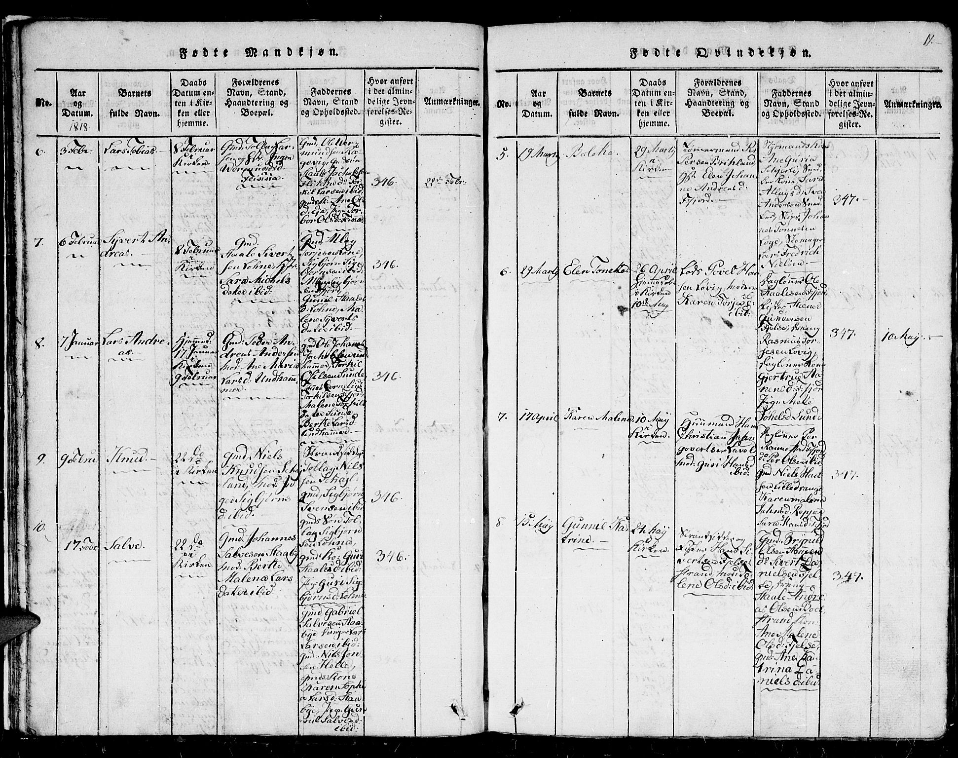 Flekkefjord sokneprestkontor, AV/SAK-1111-0012/F/Fb/Fbc/L0003: Klokkerbok nr. B 3, 1815-1826, s. 19