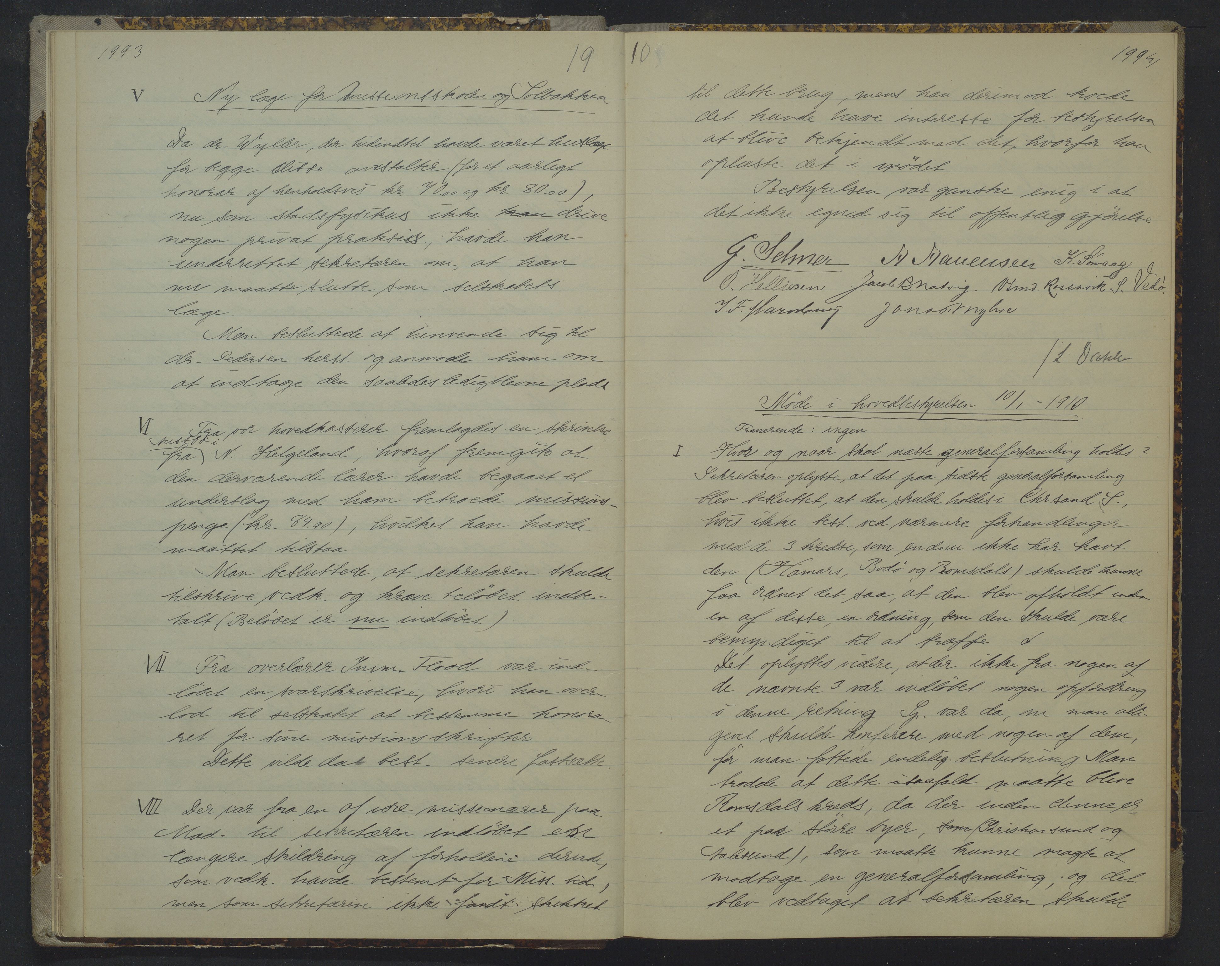 Det Norske Misjonsselskap - hovedadministrasjonen, VID/MA-A-1045/D/Da/Daa/L0019: Styreprotokoll nr. XIII, 25. oktober 1909 - 29. januar 1912, 1909-1912, s. 1993-1994