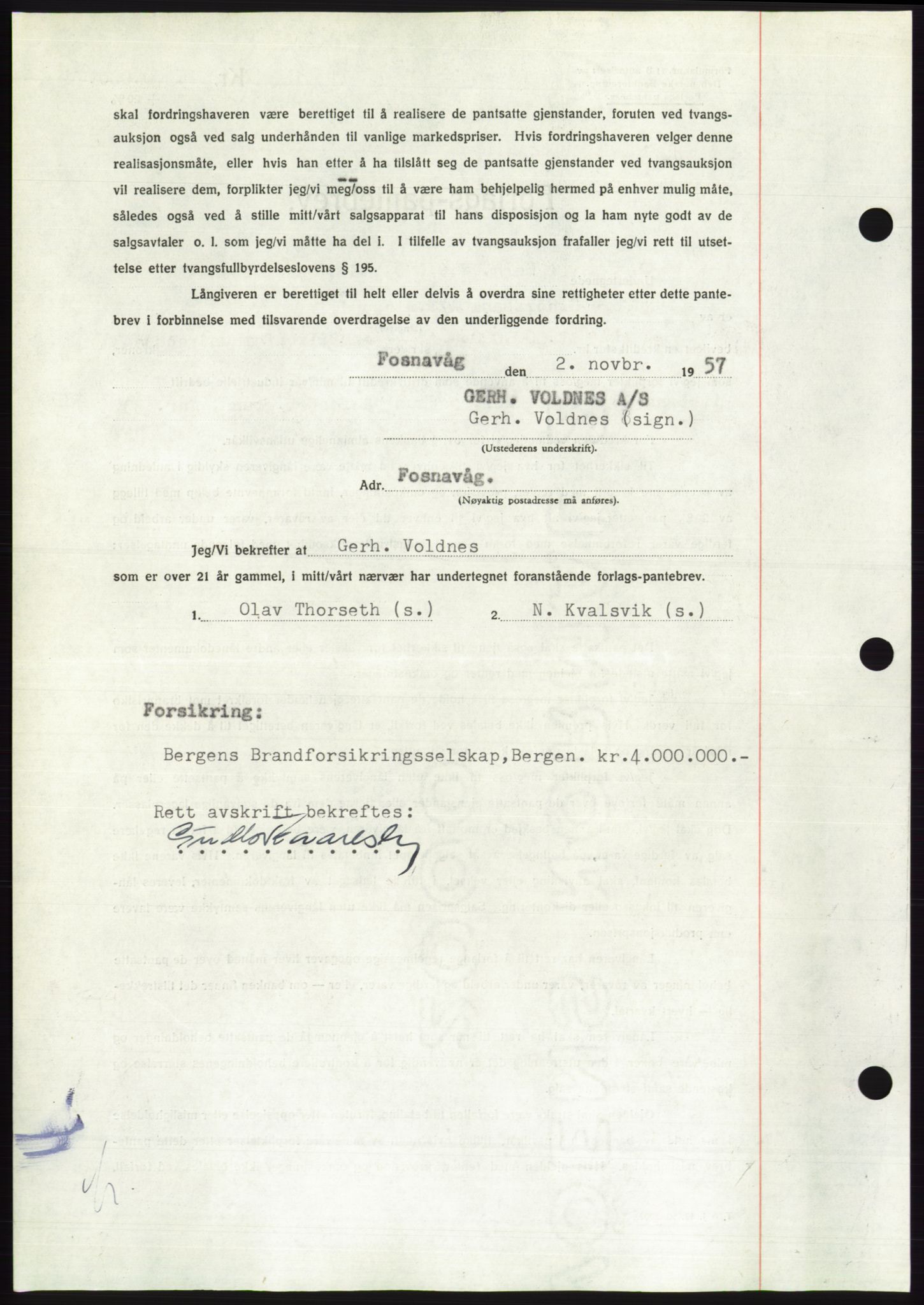 Søre Sunnmøre sorenskriveri, AV/SAT-A-4122/1/2/2C/L0130: Pantebok nr. 18B, 1957-1958, Dagboknr: 2697/1957