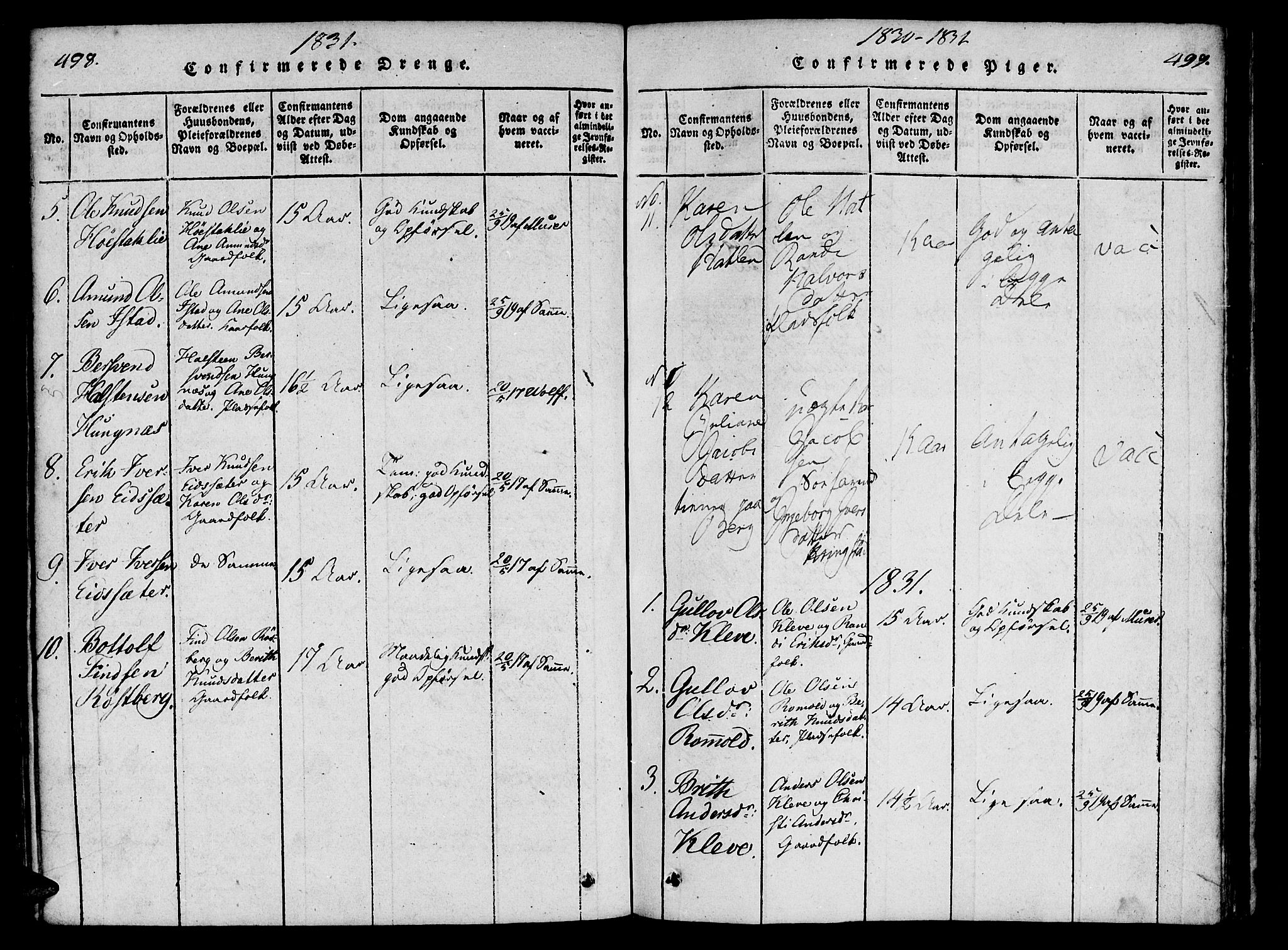 Ministerialprotokoller, klokkerbøker og fødselsregistre - Møre og Romsdal, AV/SAT-A-1454/557/L0679: Ministerialbok nr. 557A01, 1818-1843, s. 498-499