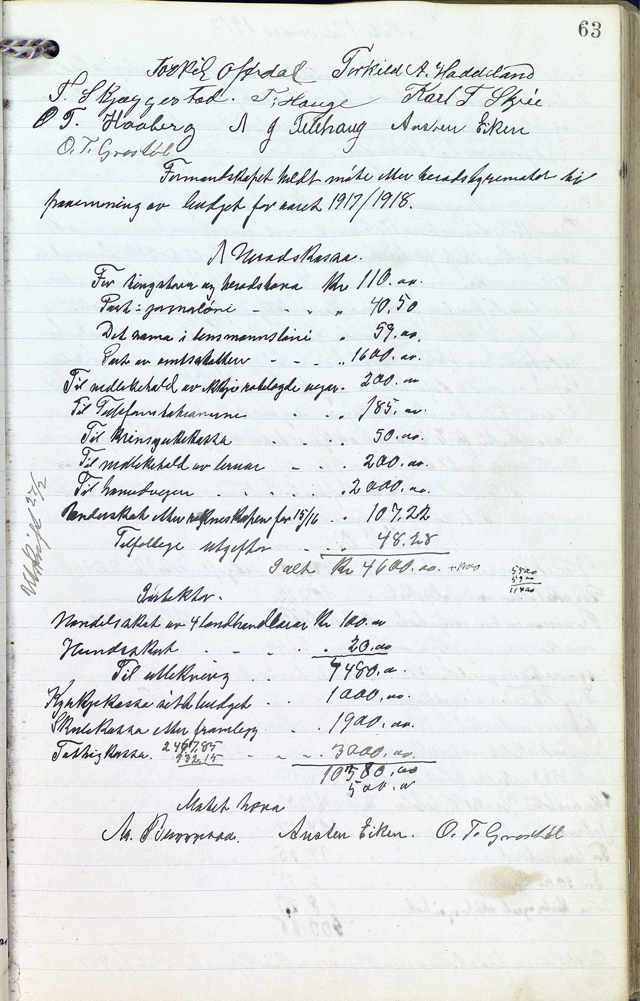 Eiken kommune - Formannskapet, ARKSOR/1034EI120/A/L0001: Møtebok, 1916-1925, s. 63