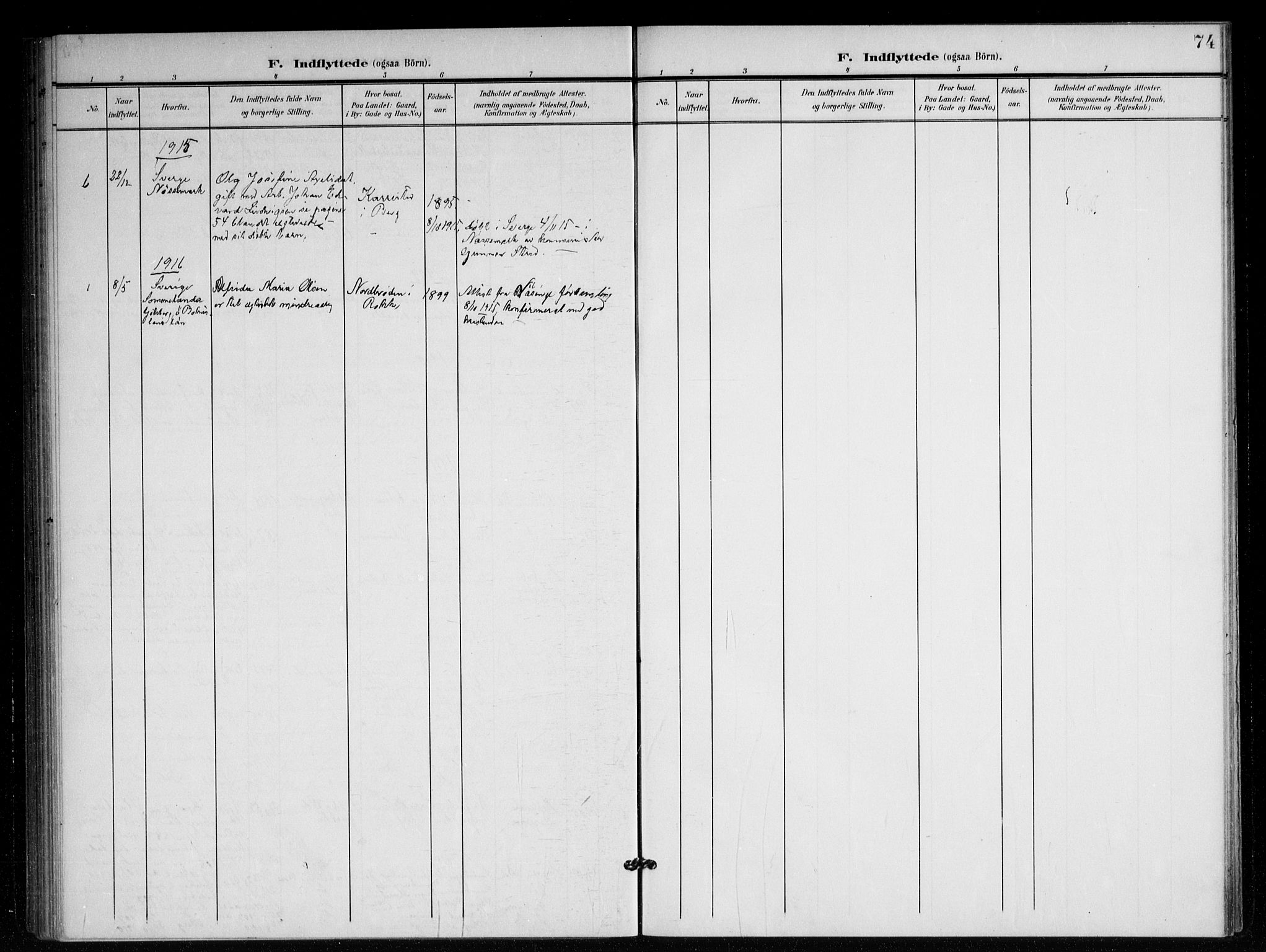 Berg prestekontor Kirkebøker, AV/SAO-A-10902/F/Fc/L0003: Ministerialbok nr. III 3, 1902-1916, s. 74