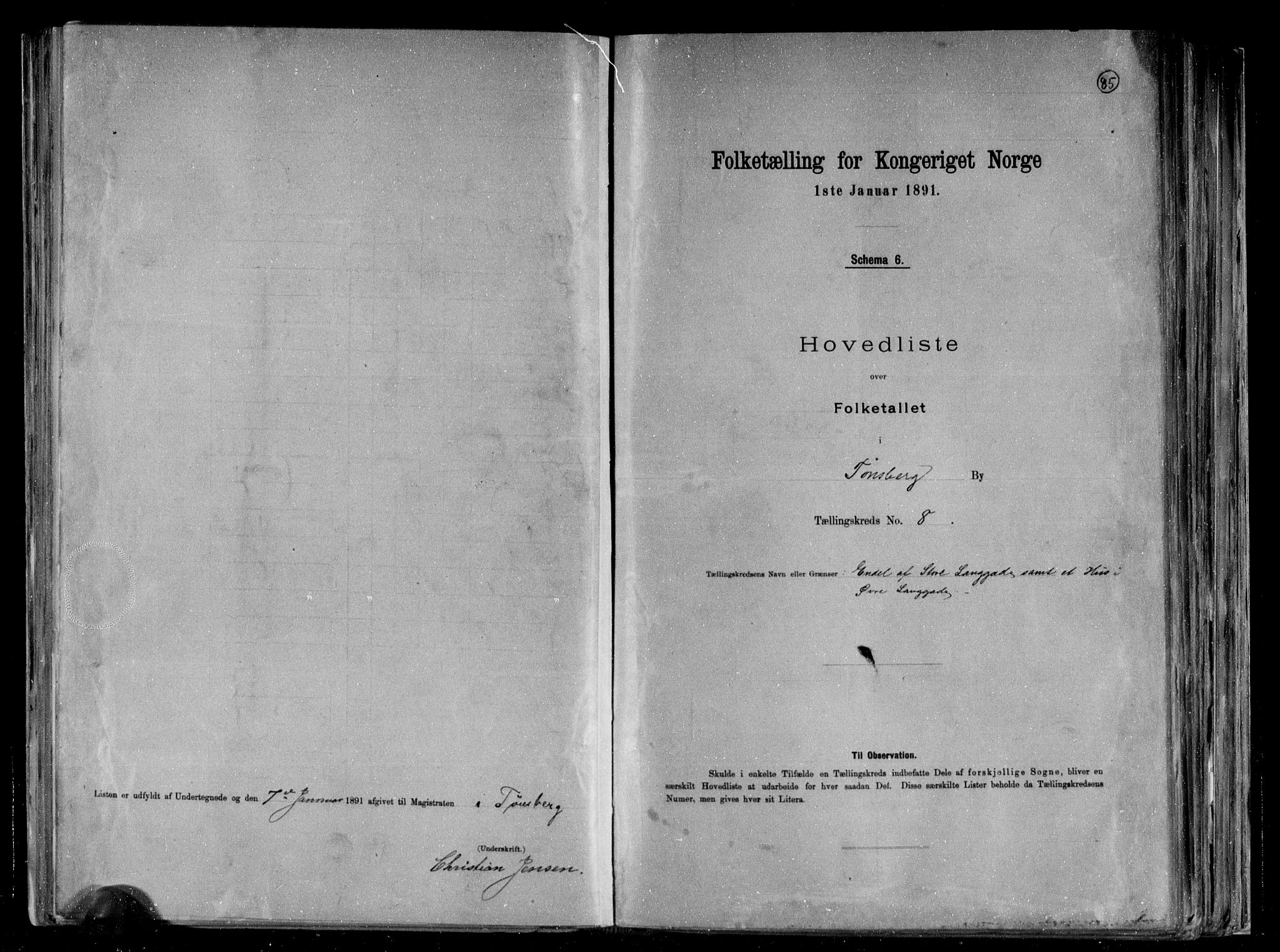 RA, Folketelling 1891 for 0705 Tønsberg kjøpstad, 1891, s. 19
