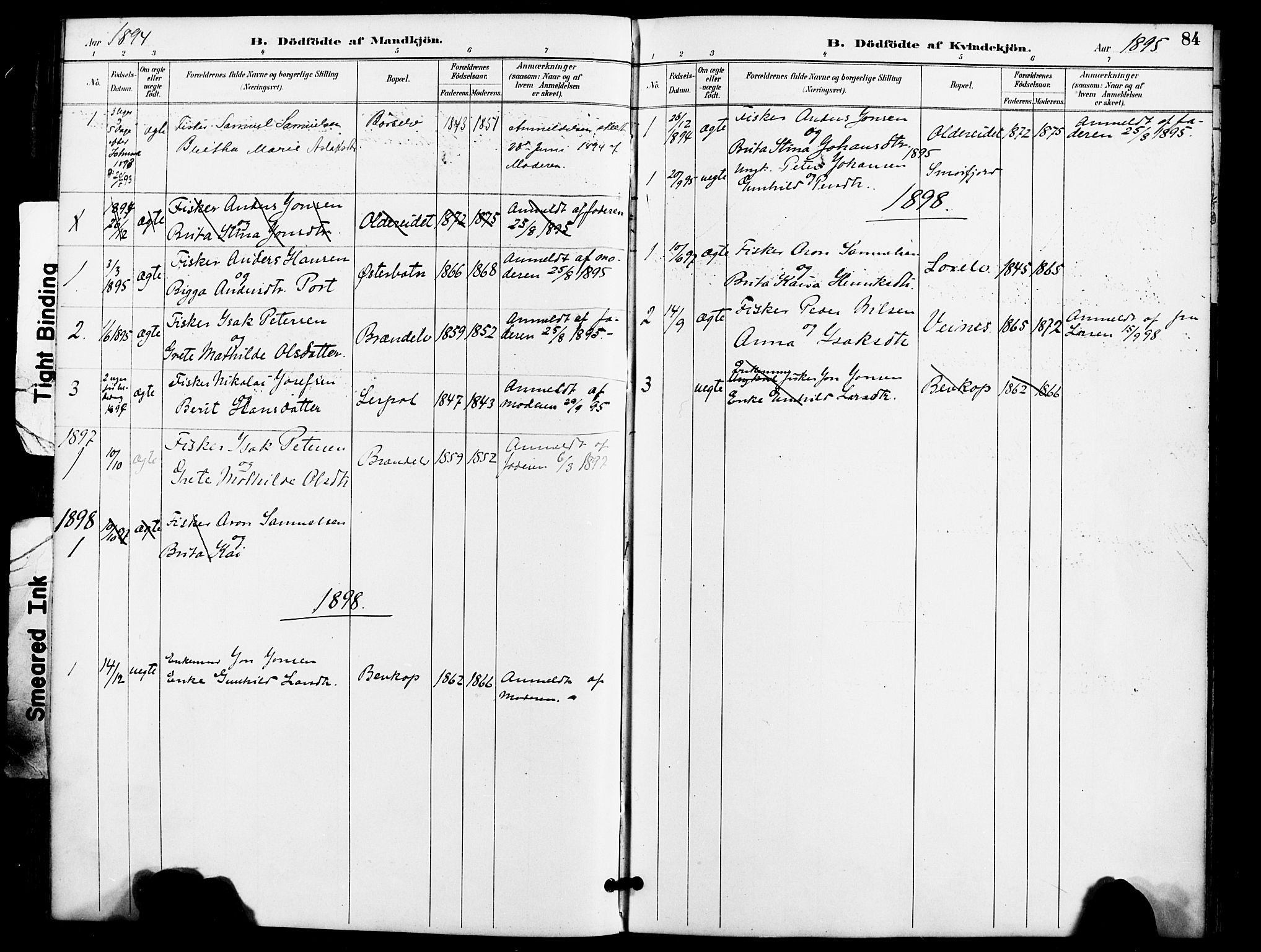 Kistrand/Porsanger sokneprestembete, AV/SATØ-S-1351/H/Ha/L0008.kirke: Ministerialbok nr. 8, 1890-1898, s. 84